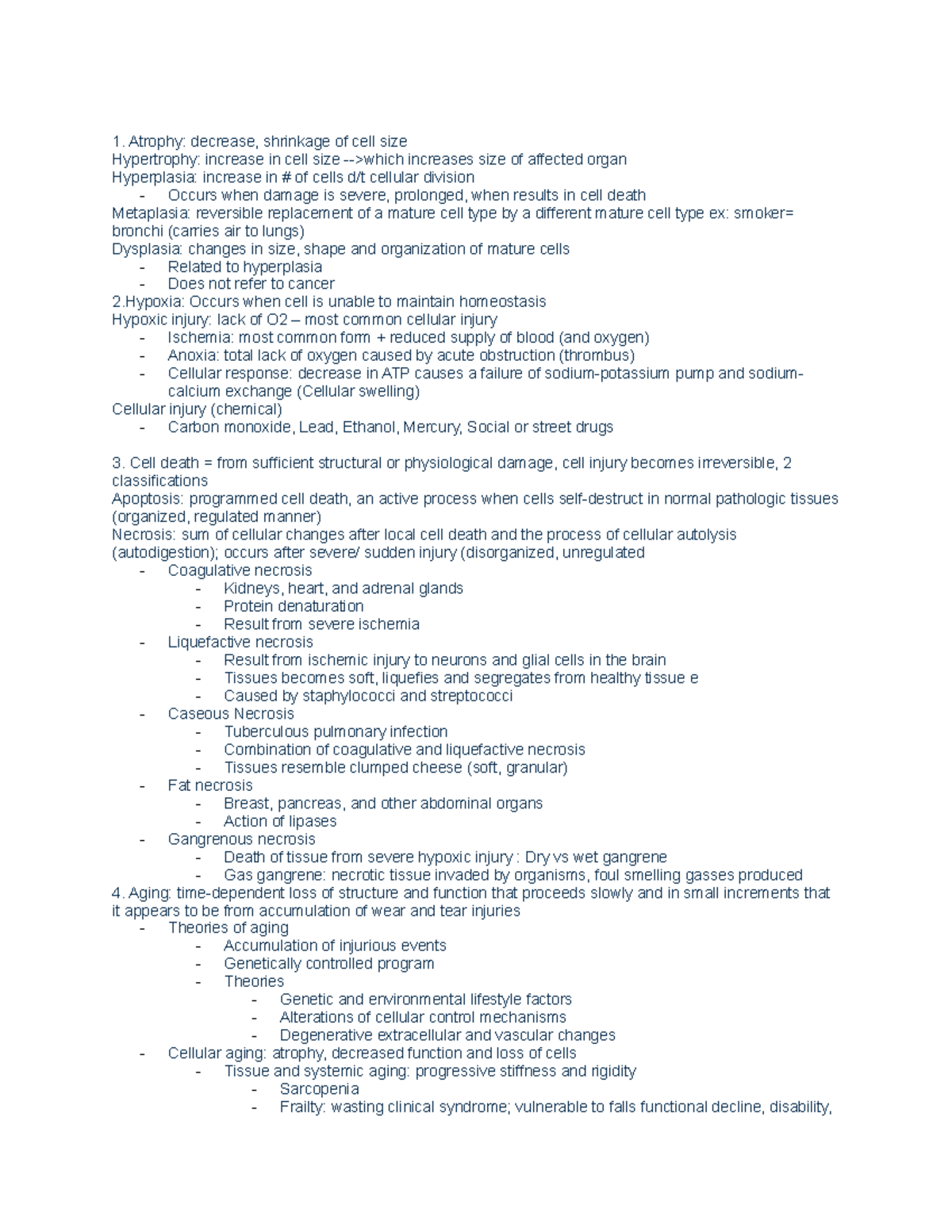 Patho cellular injury - Atrophy: decrease, shrinkage of cell size ...