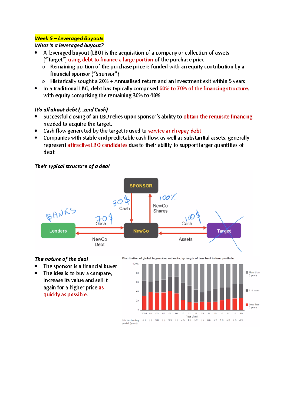 Week 5 Notes - Week 5 – Leveraged Buyouts What is a leveraged buyout? A ...
