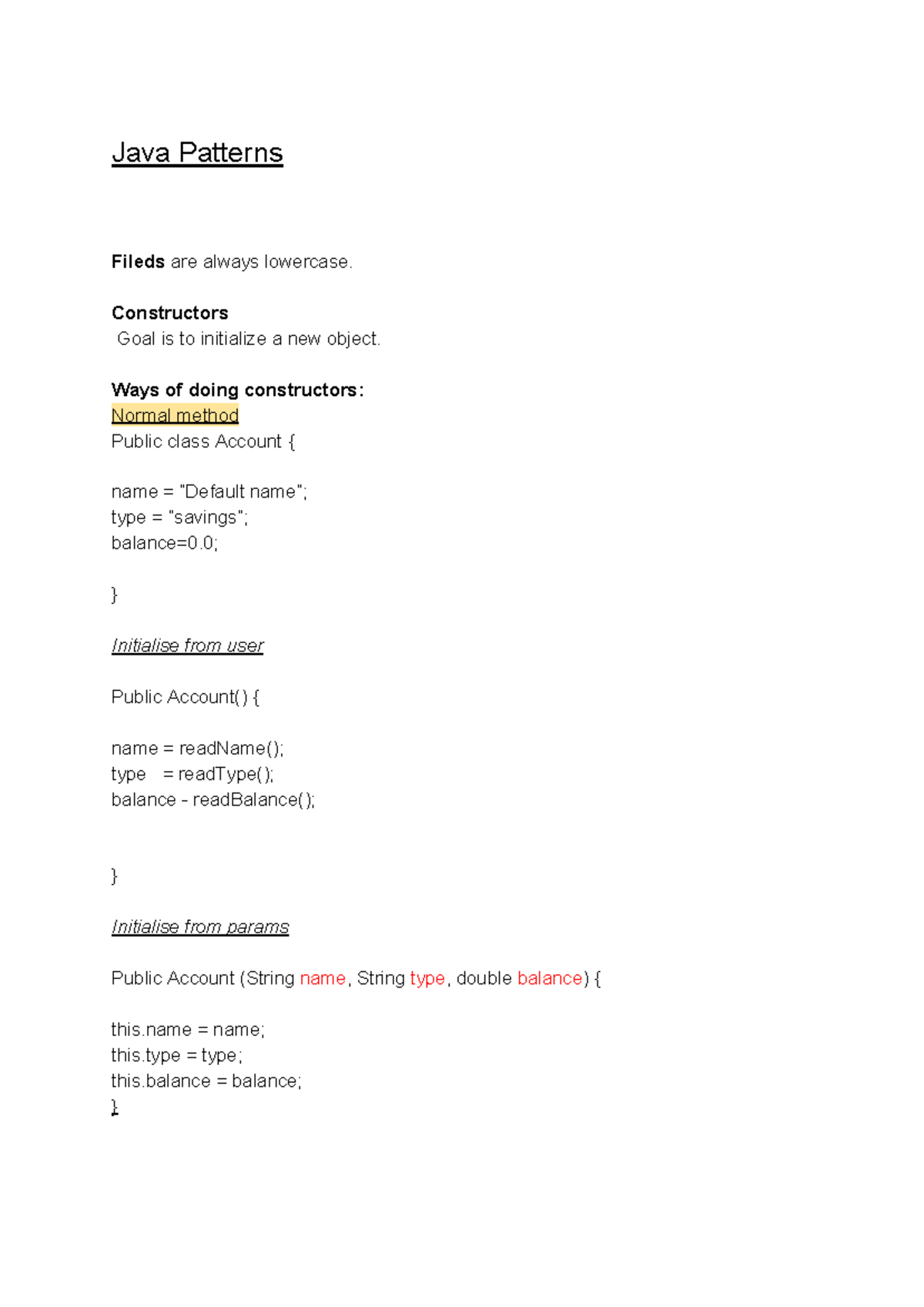 Java Patterns - Lecture notes 1-7 - Java Patterns are always lowercase ...