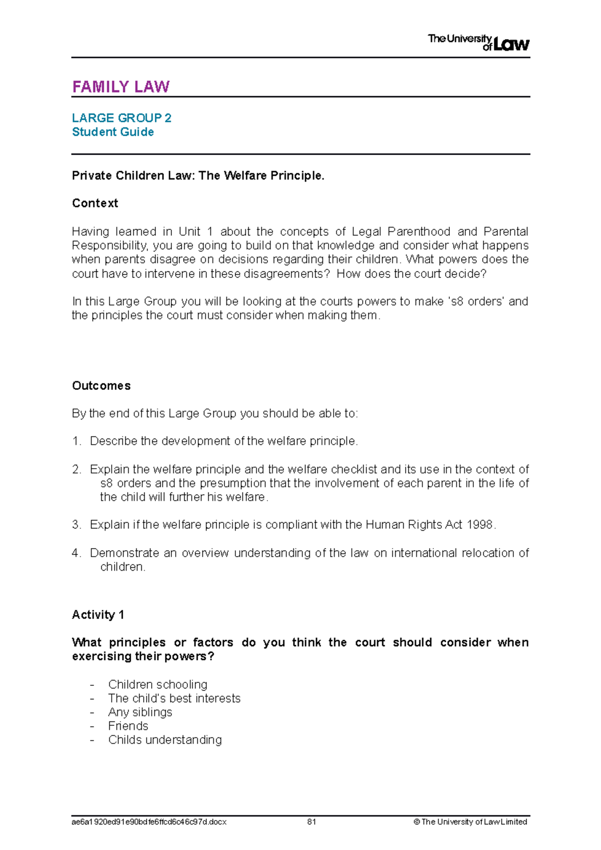 2223 fam lg02 ce01 student guide - FAMILY LAW LARGE GROUP 2 Student ...