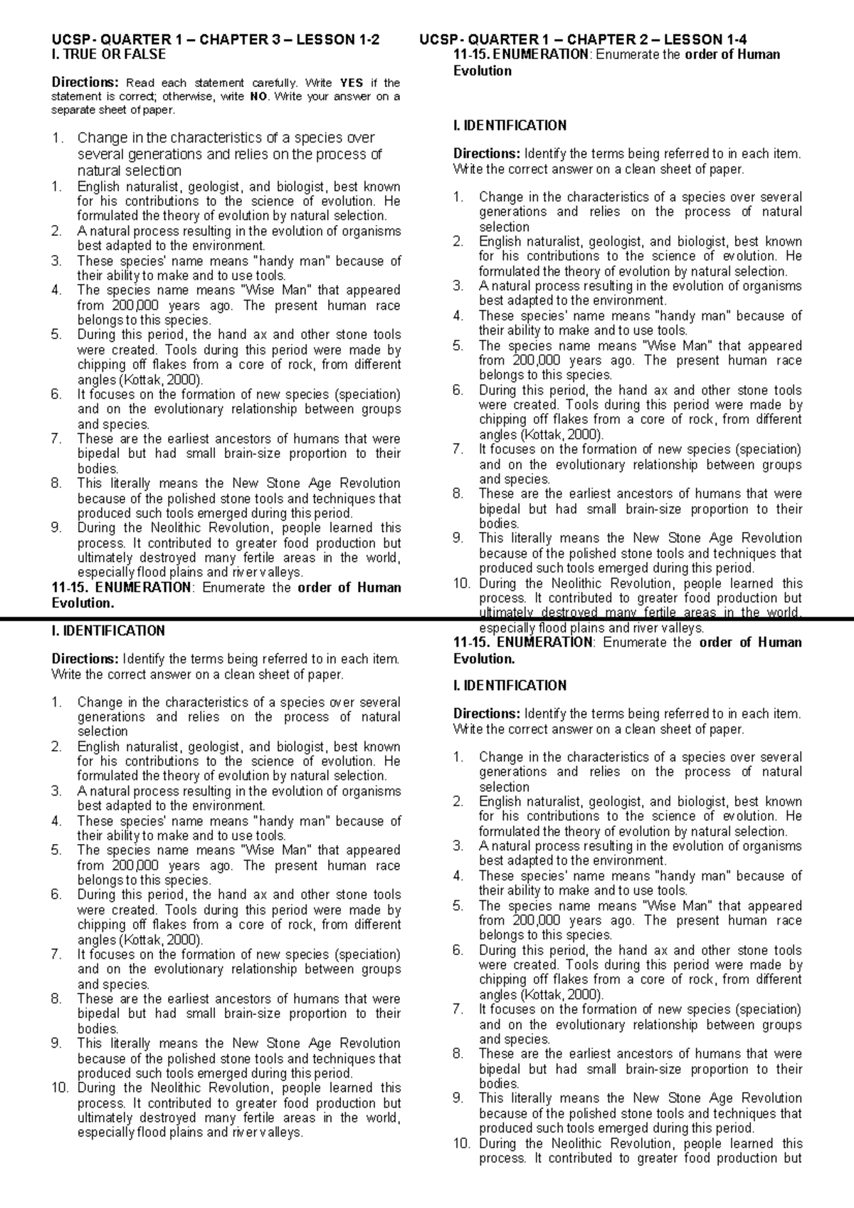 UCSP- Quarter 1- Chapter 3- Lesson 3&4 - UCSP- QUARTER 1 – CHAPTER 3 ...