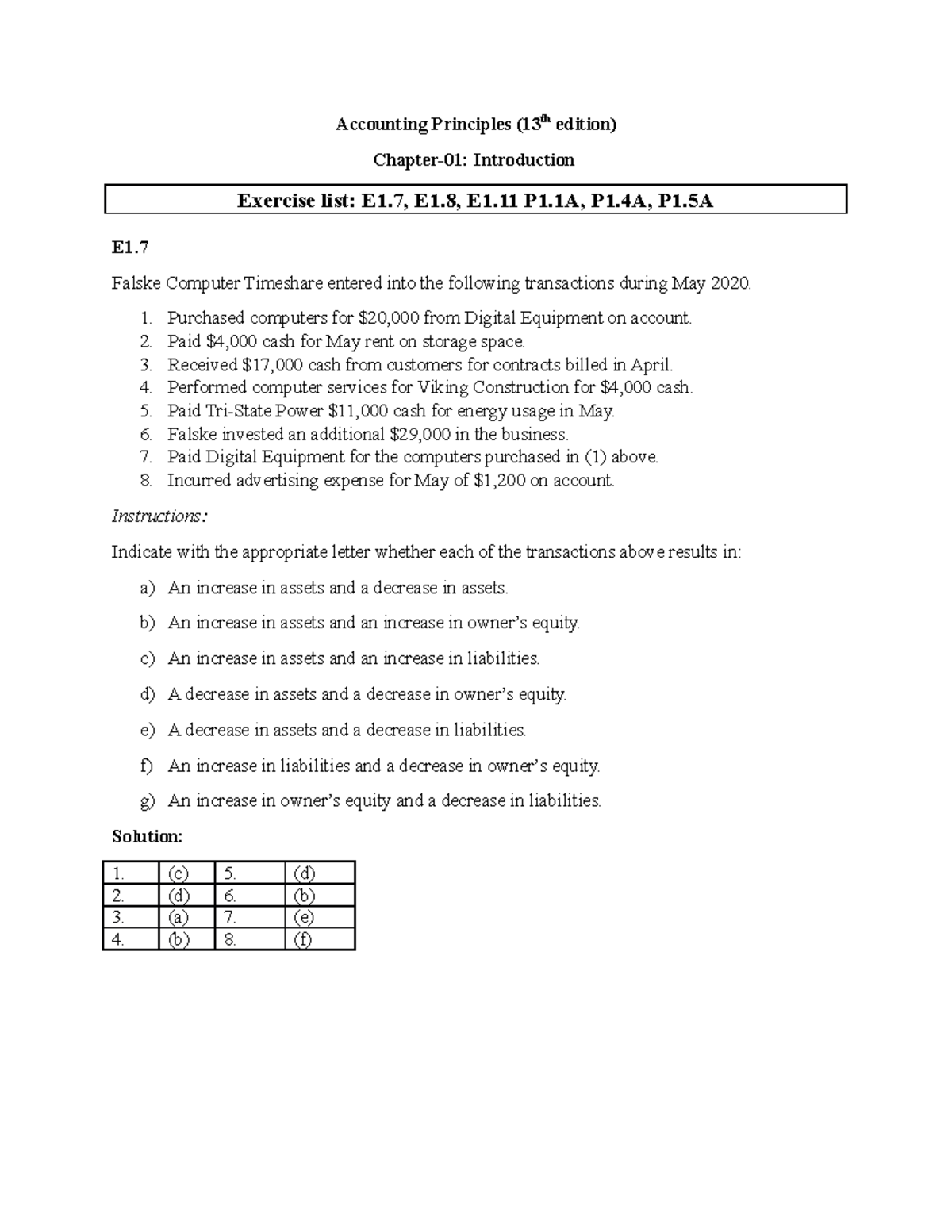 principles of accounting chapter 1 homework answers