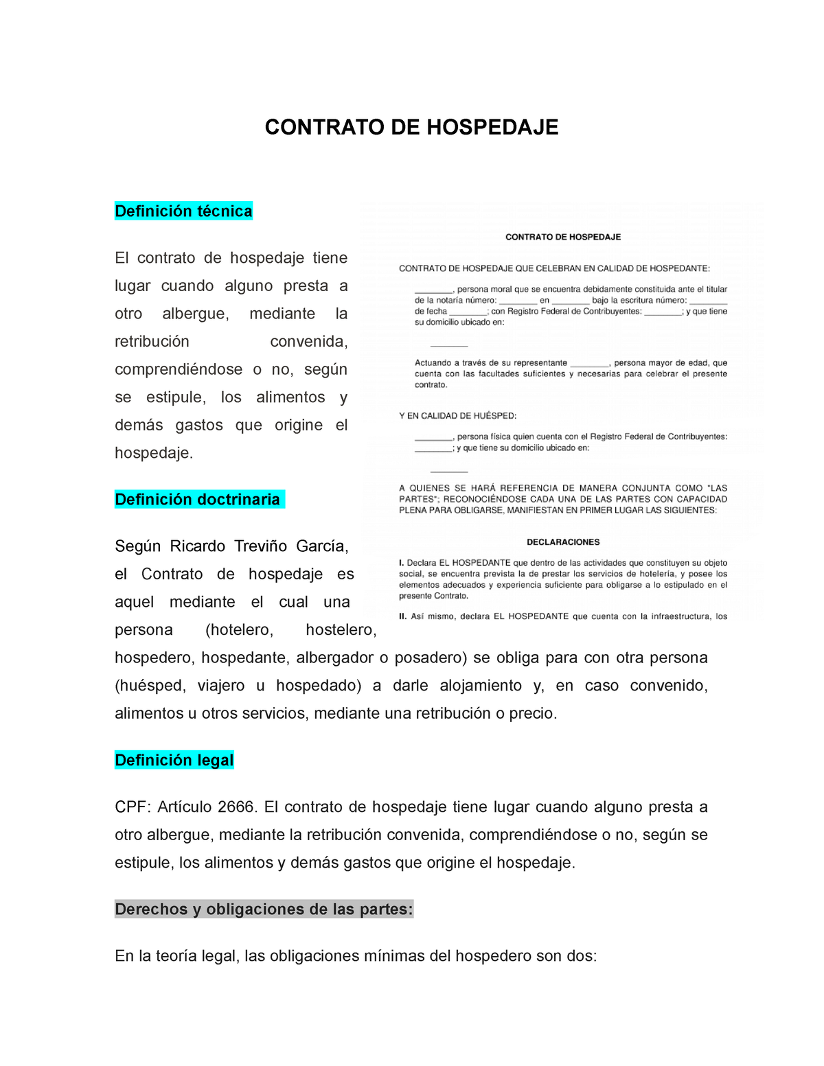 Contrato De Hospedaje Contrato De Hospedaje Definición Técnica El Contrato De Hospedaje Tiene 8341