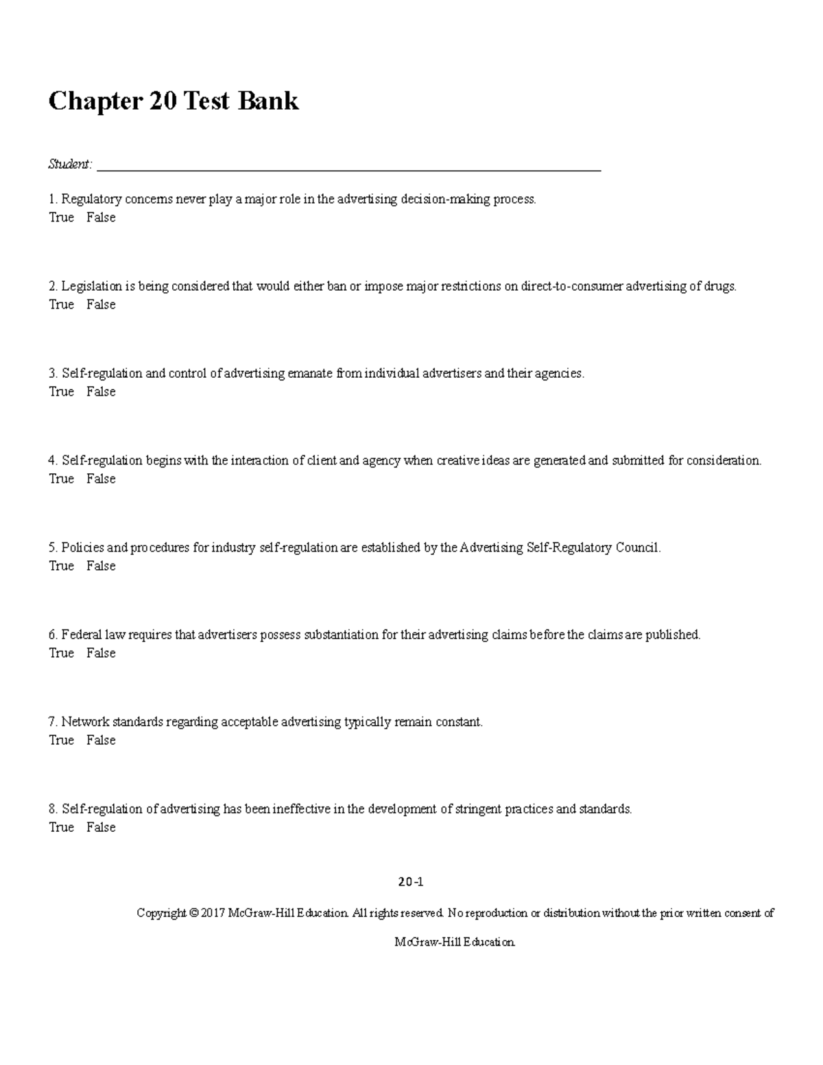 Chapter 20 Test Bank - Chapter 20 Test Bank Student: - Studocu