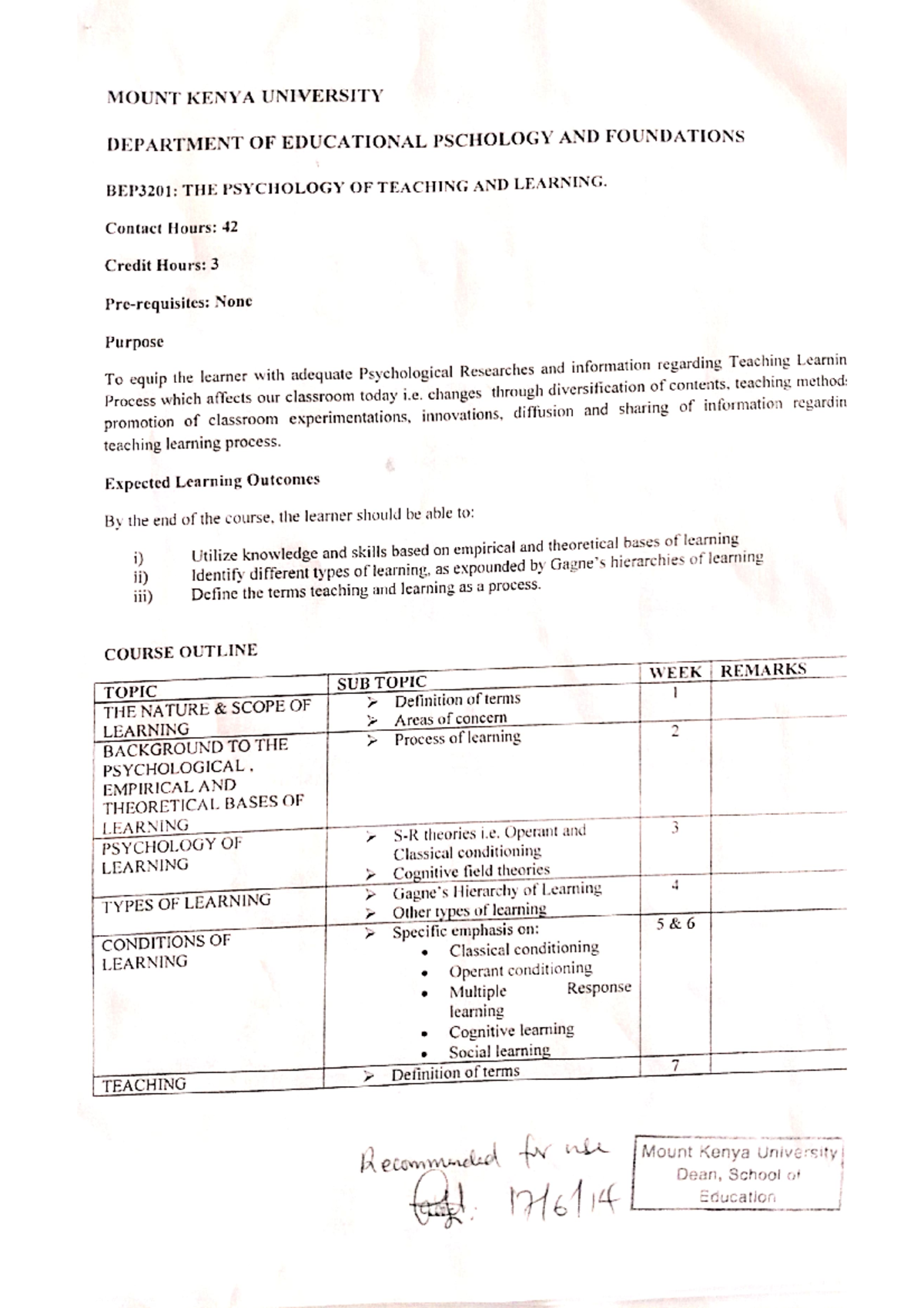 Psychology of teaching and learning - Education - Studocu