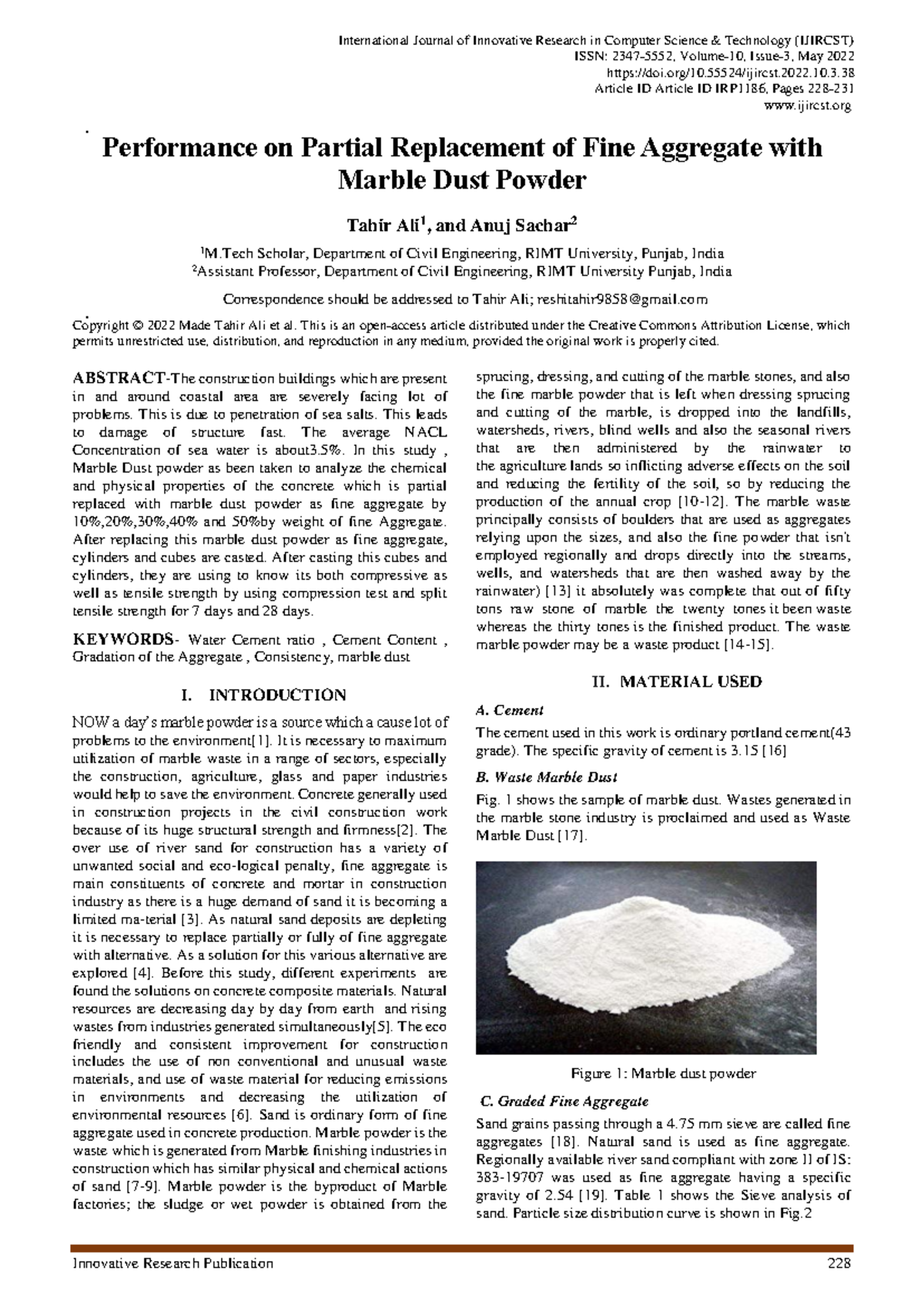 38 performance on partial replacement of fine aggregate with marble ...