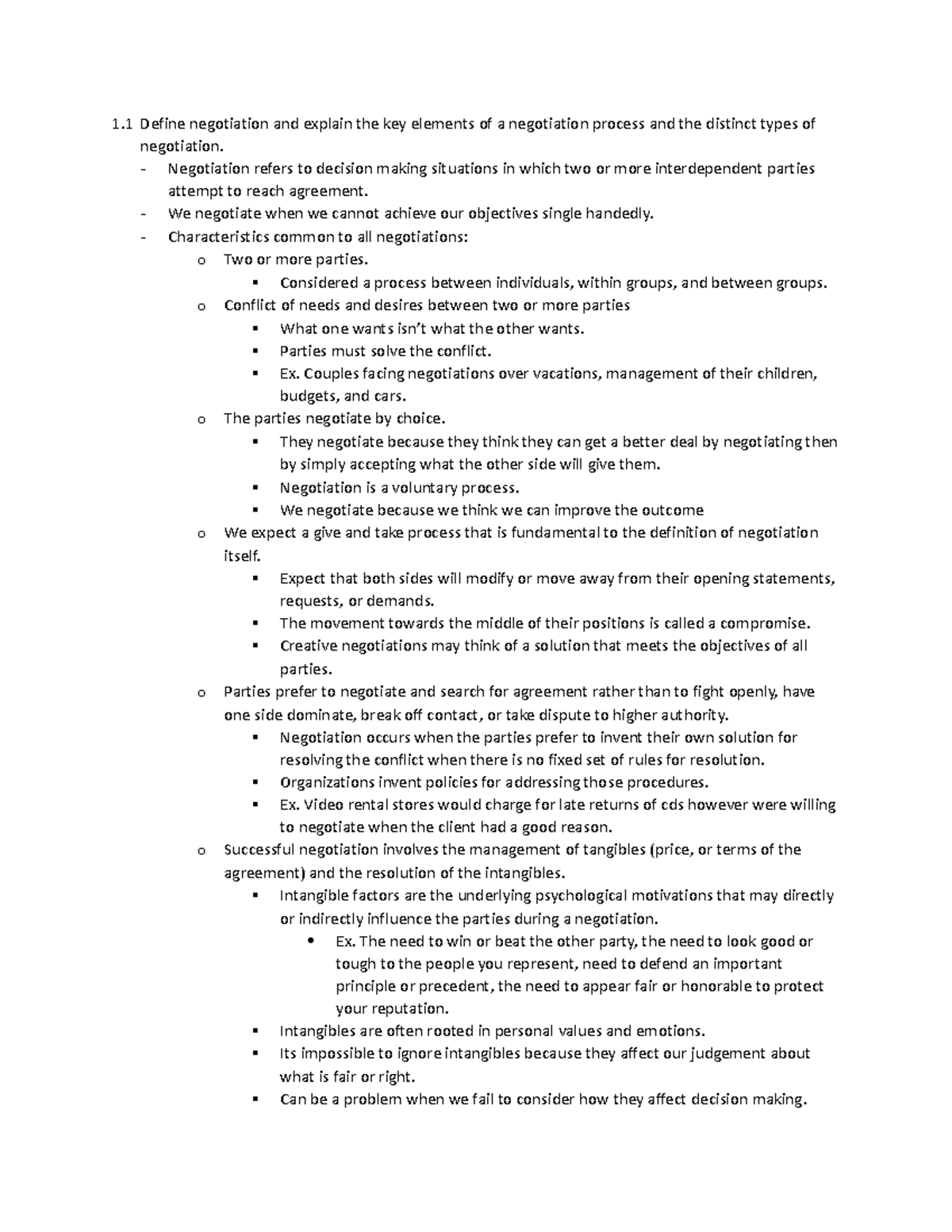 2NG3 Chapter 1 - 1 Define negotiation and explain the key elements of a ...