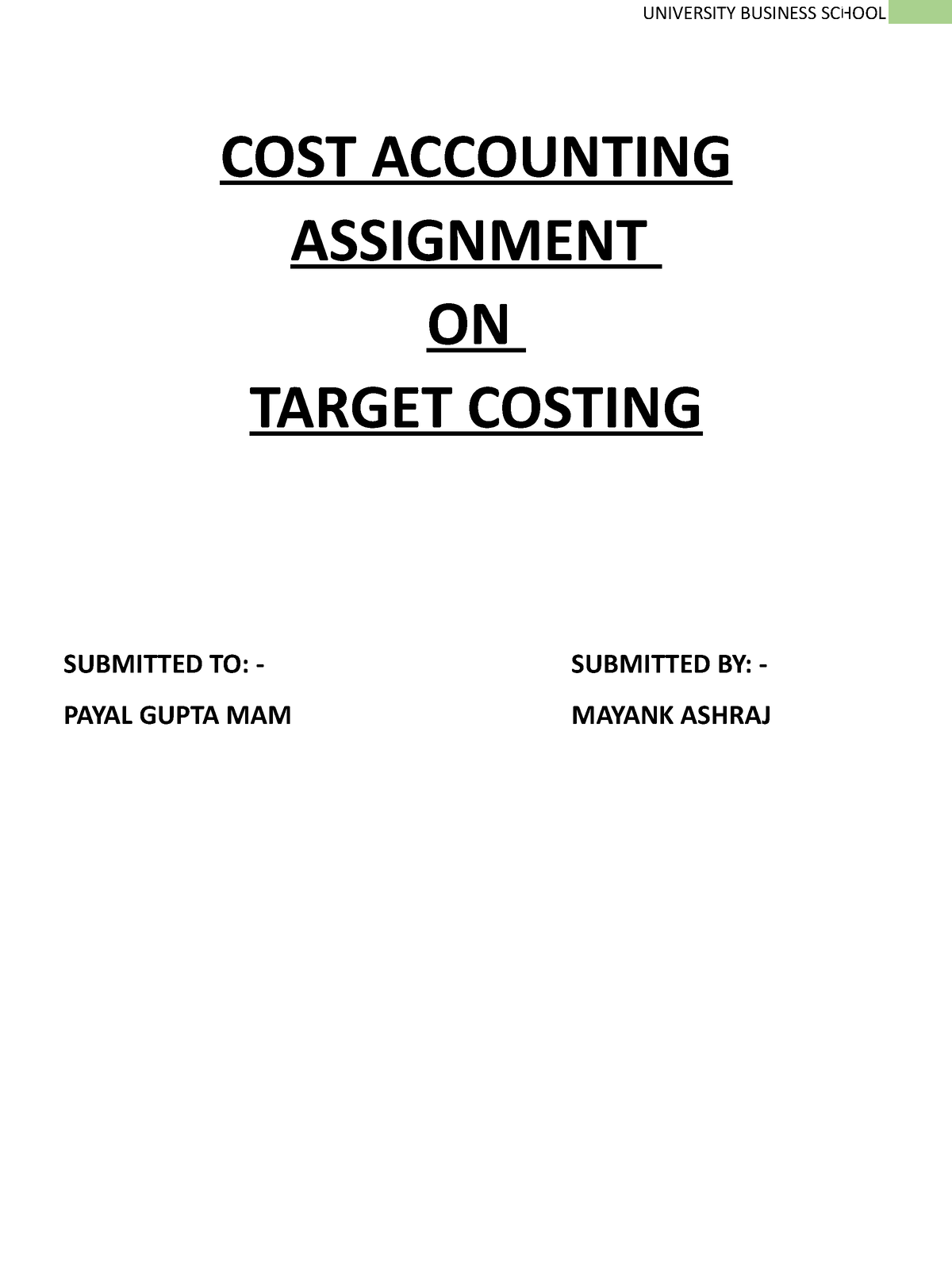 define cost assignment