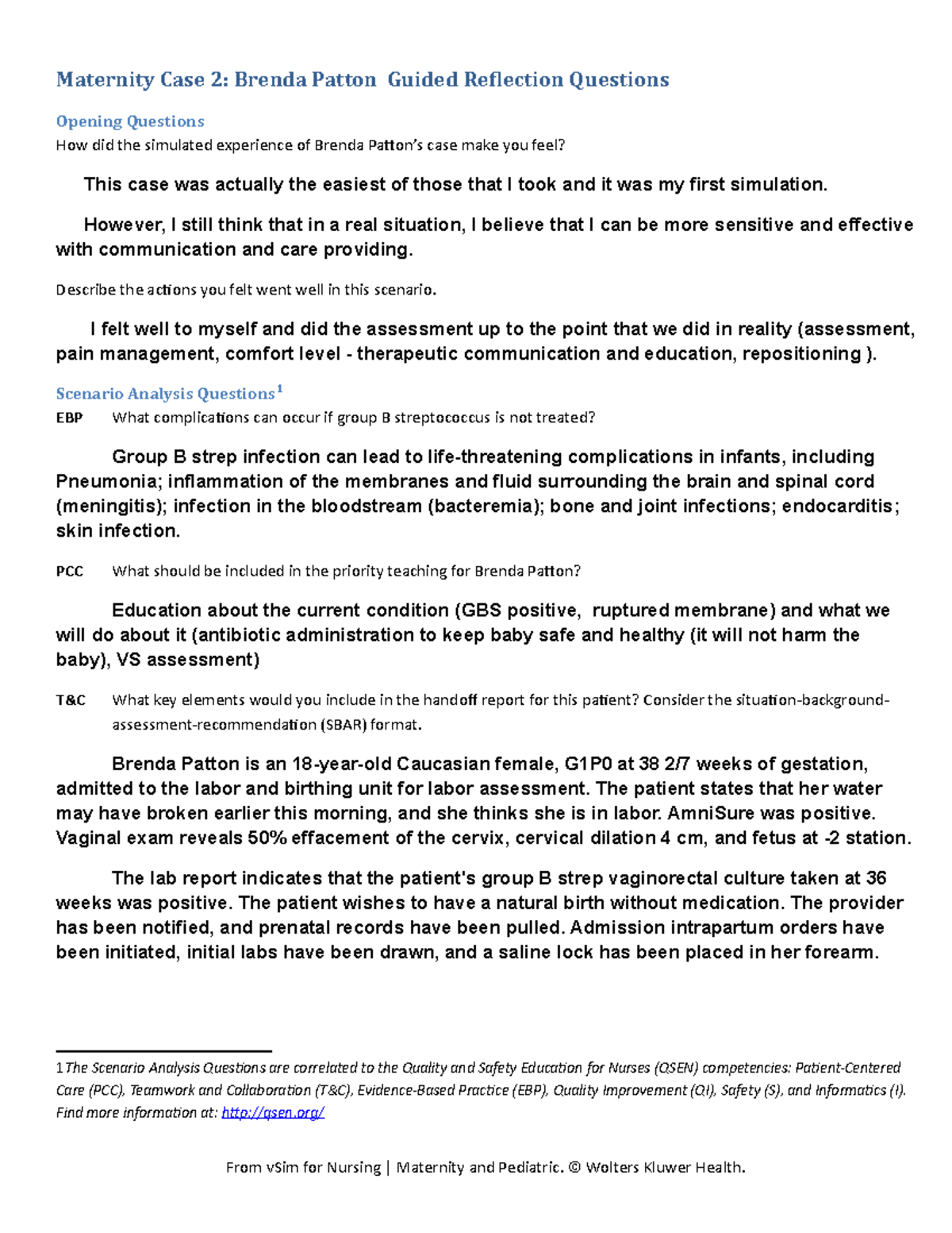 Case02 Grq Maternity Case 2 Brenda Patton Guided Reflection Questions Maternity Case Brenda Patton Guided Reflection Questions Opening Questions How Did Studocu