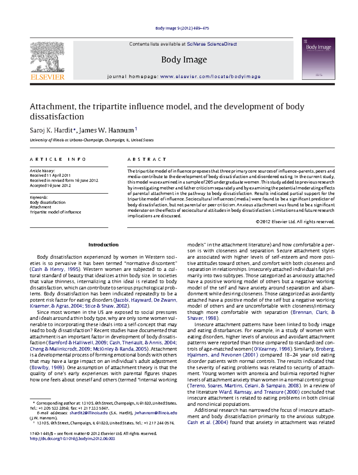 Attachment the tripartite influence mode 2 - Body Image 9 (2012) 469 ...