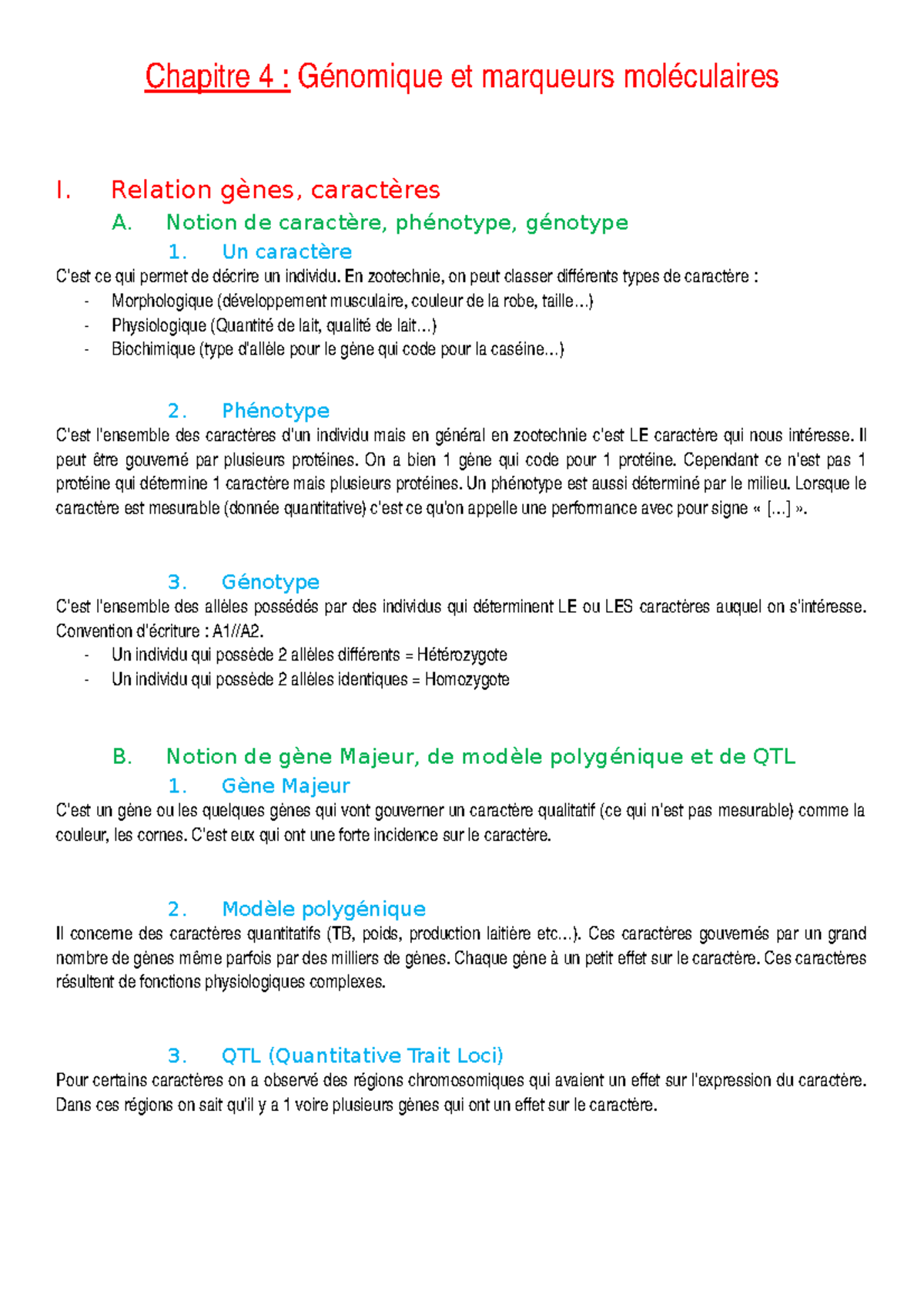 Chapitre 4 Genomique Et Marqueurs Moleculaires Studocu