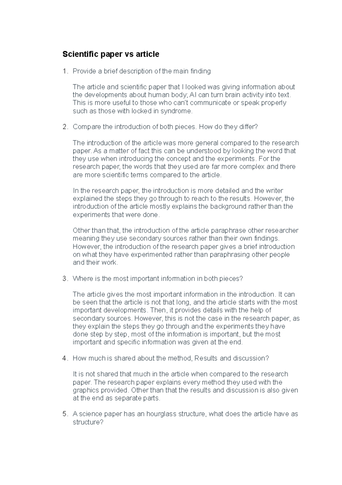 Scientific paper vs article Scientific paper vs article Provide a