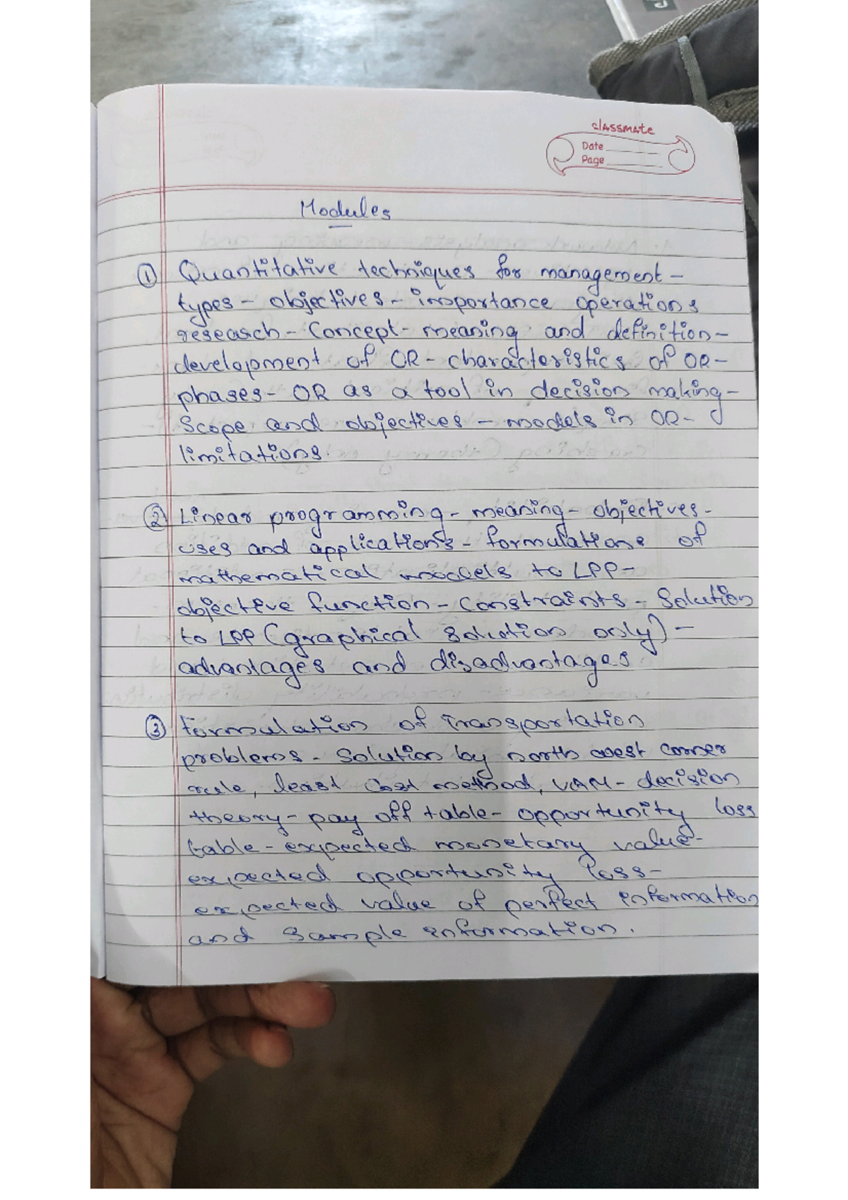 Quantitative techniques for management - classmate Date Page Modules ...
