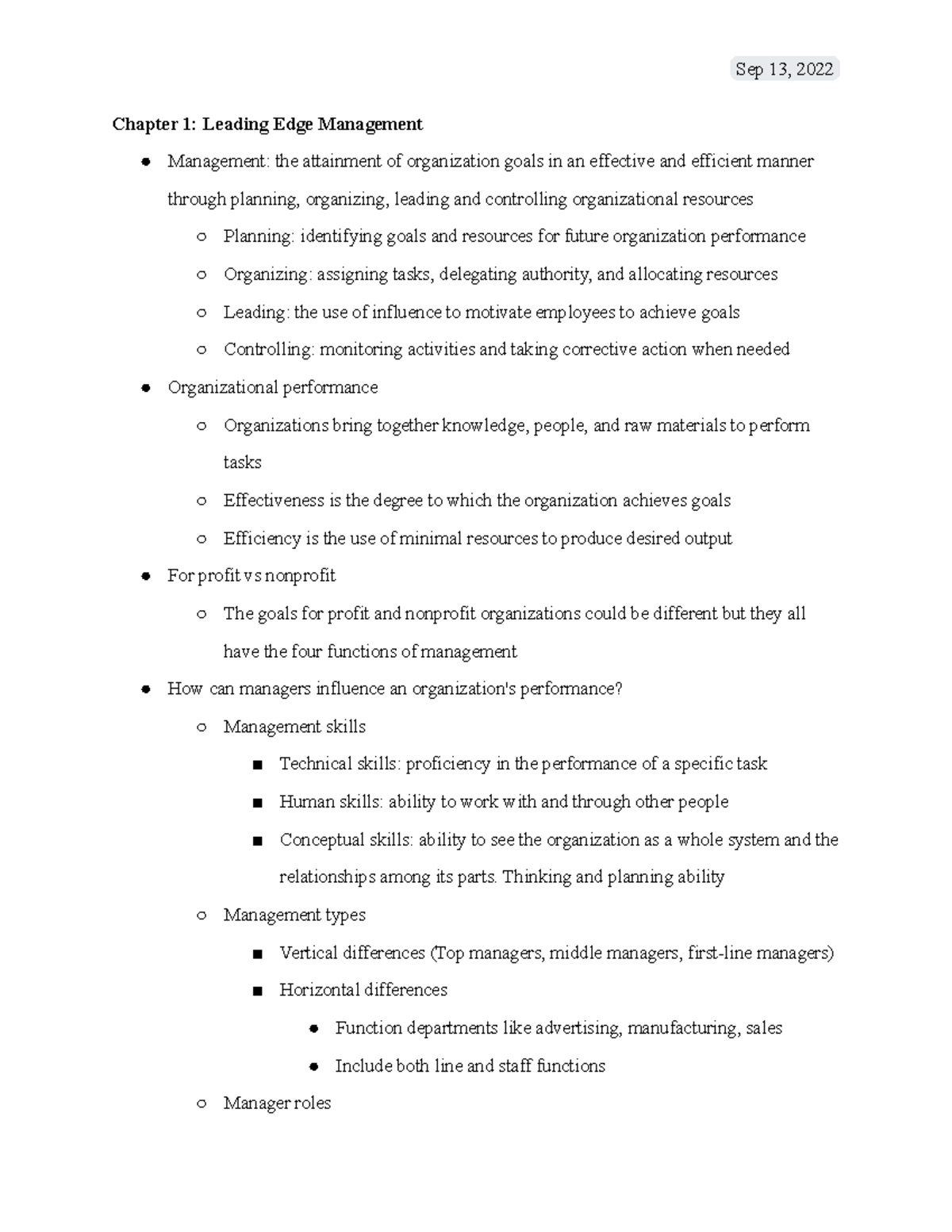 Mgmt 371 Pg 1 - Online Section - Chapter 1: Leading Edge Management ...