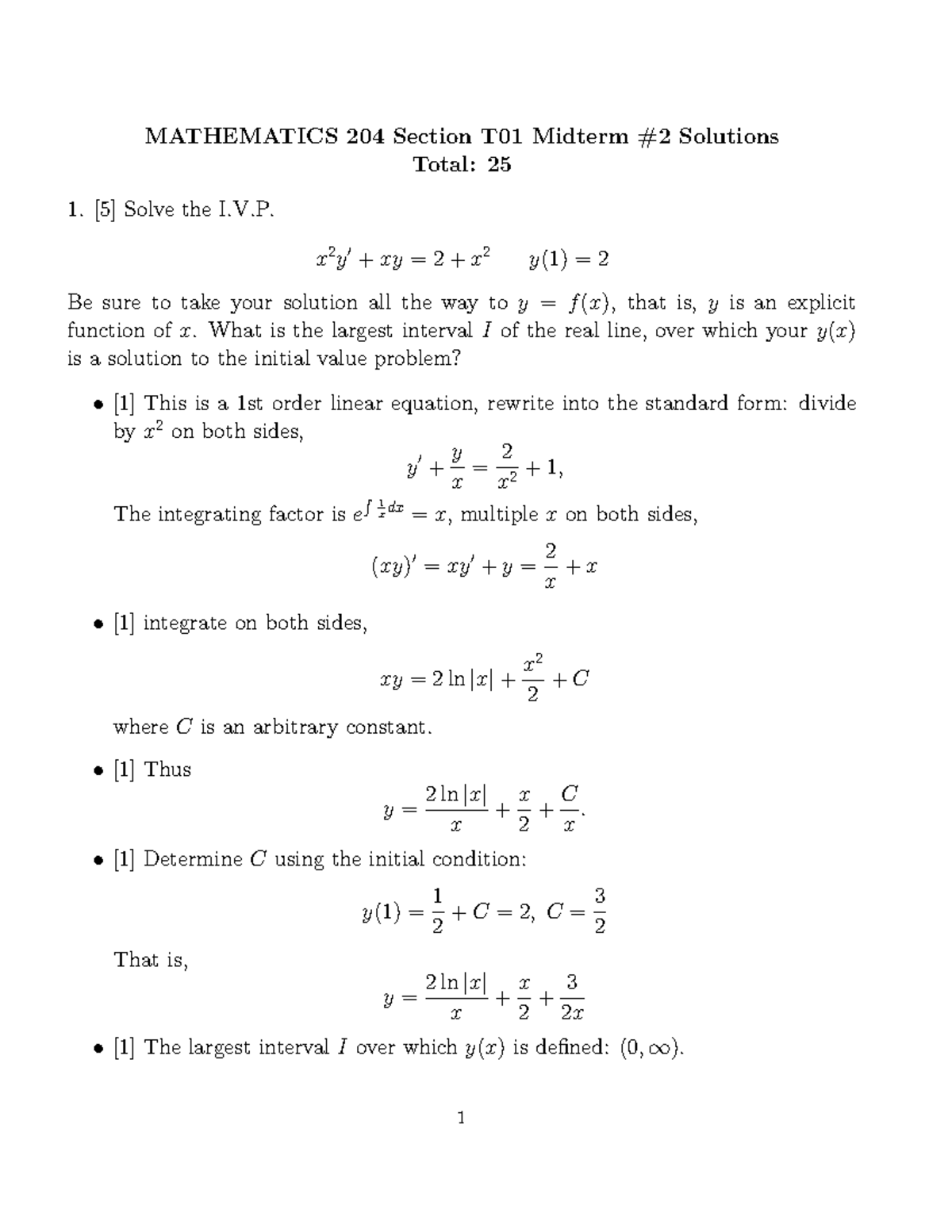 Midterm 2017, questions and answers - MATHEMATICS 204 Section T01 ...