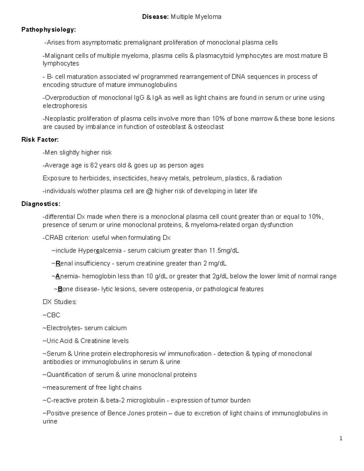 Disease Patho Multiple Myeloma - Disease: Multiple Myeloma ...