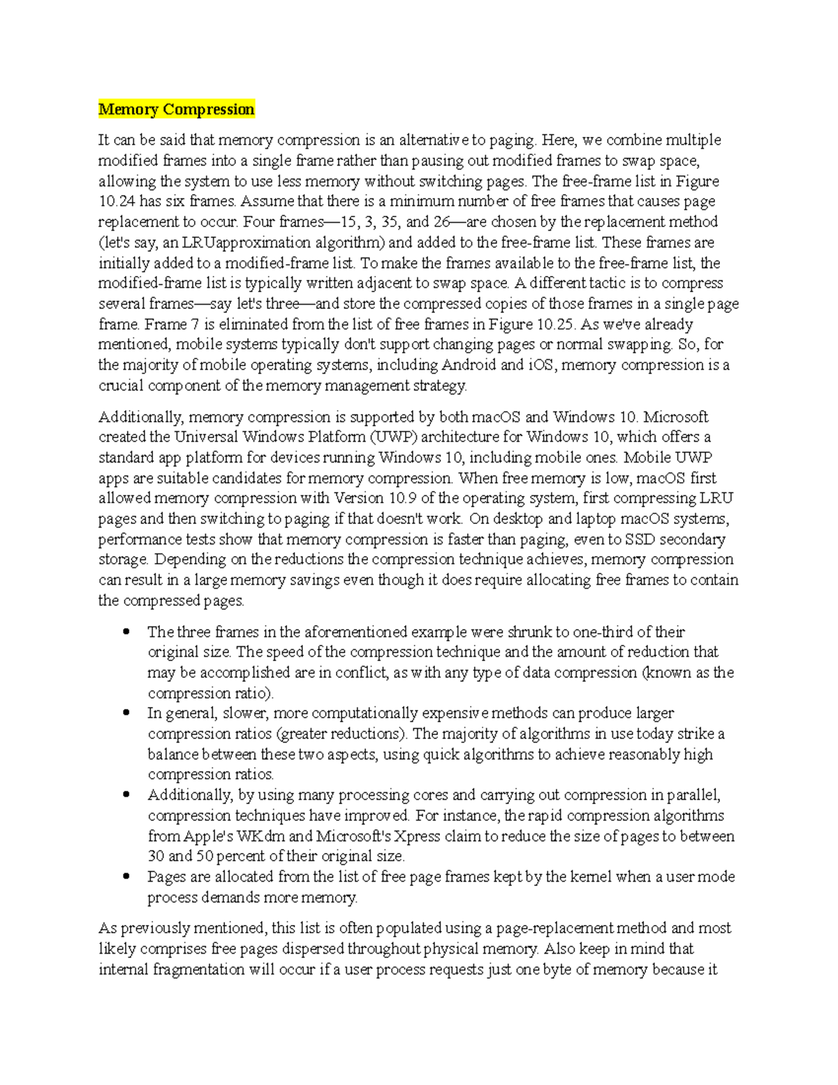 Memory Compression - MC Notes - Memory Compression It can be said that ...