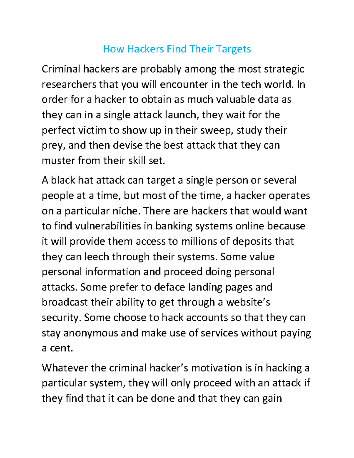Hacking 3 - How Hackers Find Their Targets Criminal hackers are ...