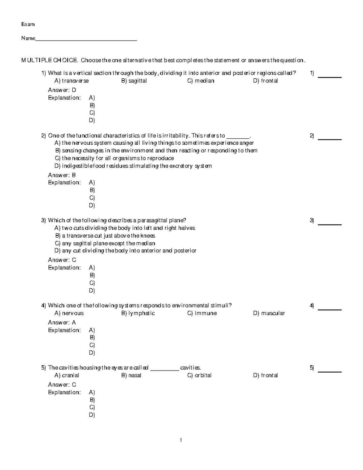 Sample/practice exam 2018, questions - BIOL 235 Biology - StudeerSnel