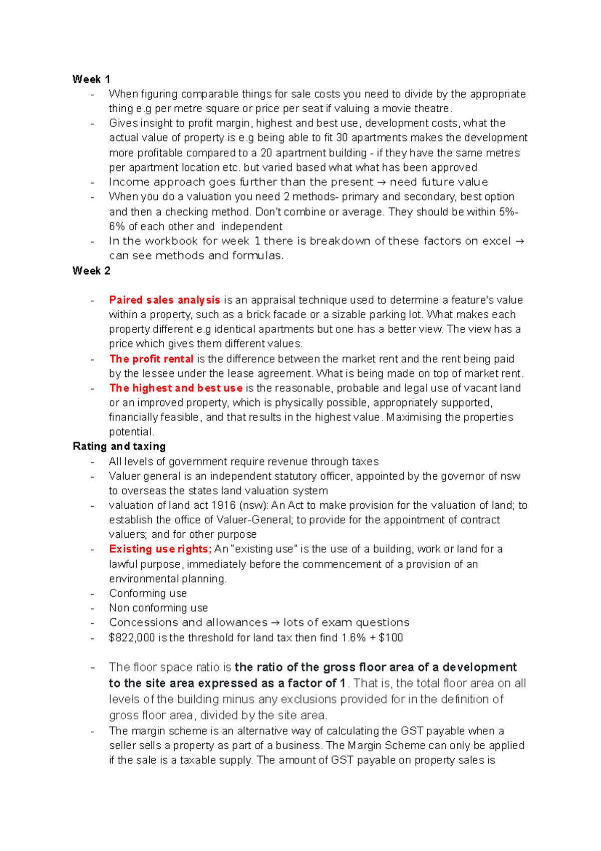 Stat val - Statutory Valuation and Compensation notes - Week 1 - When ...