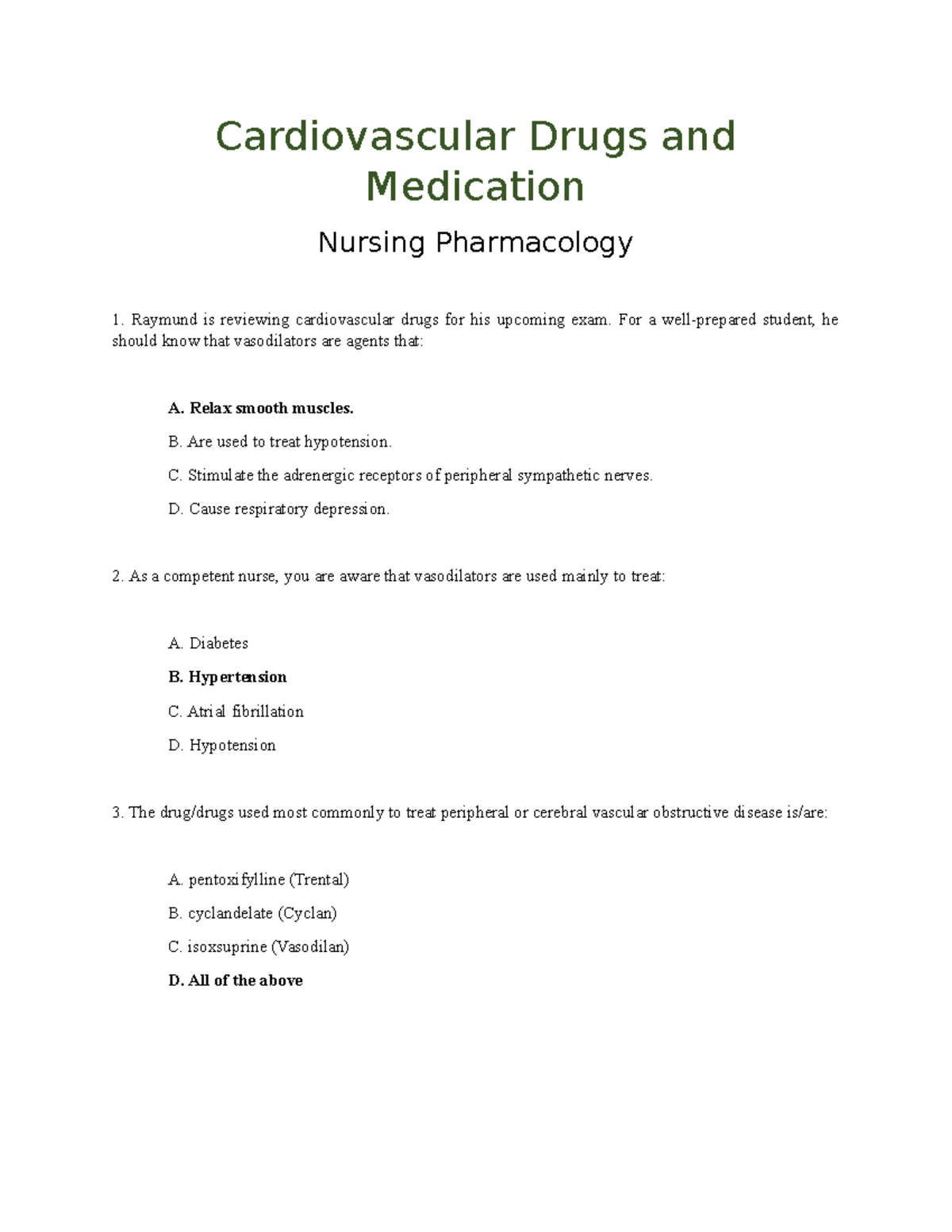 Cardiovascular Drugs and Medication 3 - Cardiovascular Drugs and ...