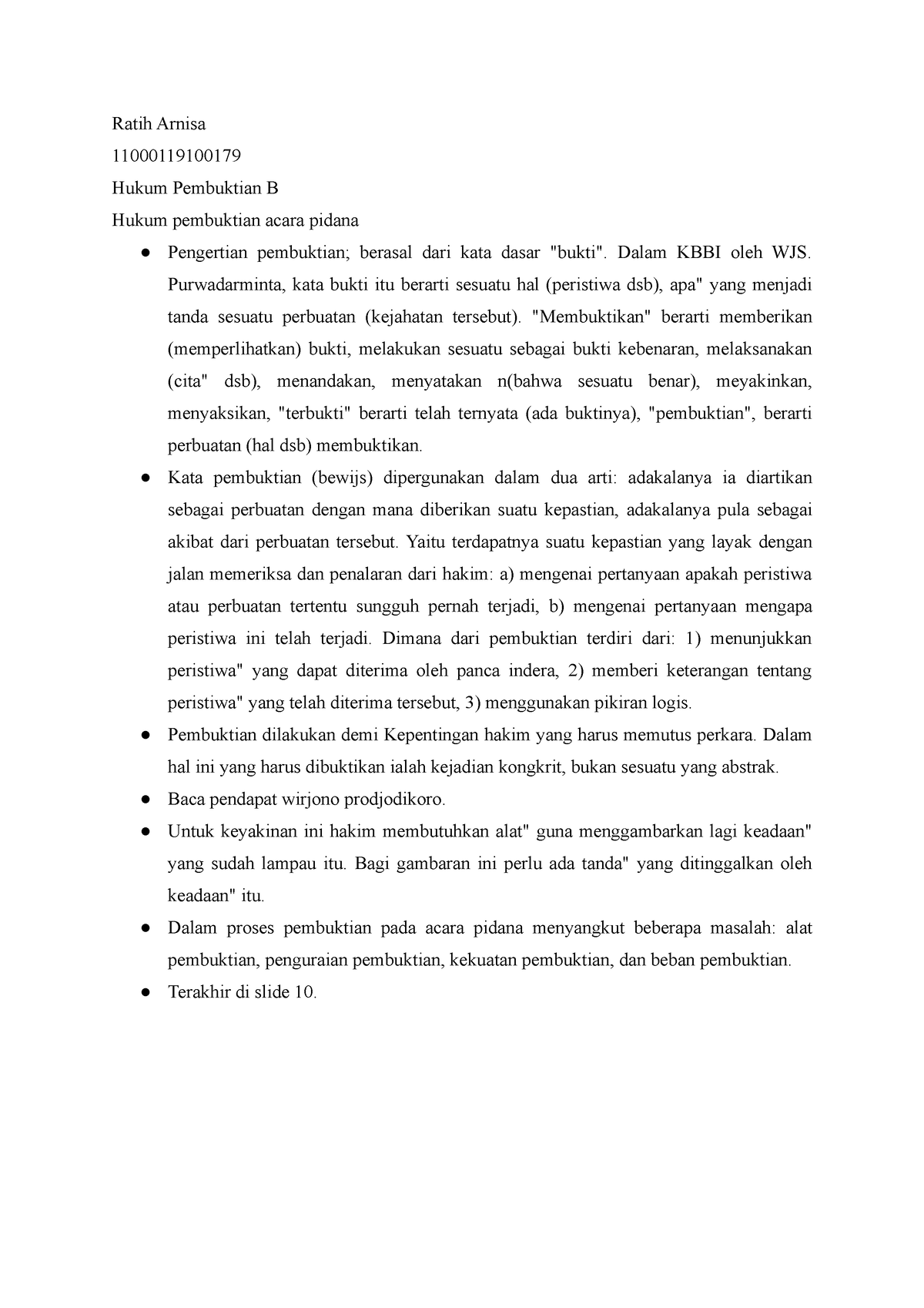 Resume Pertemuan Kedua Hukum Pembuktian B - Ratih Arnisa 11000119100179 ...