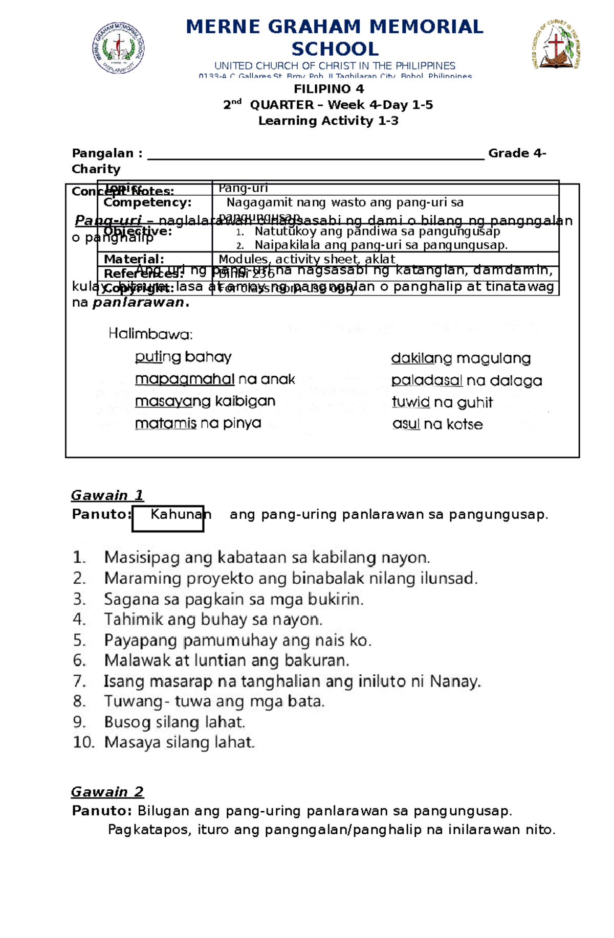 Filipino 4 Q2-w4 - Kasmd - FILIPINO 4 2 nd QUARTER – Week 4-Day 1 ...