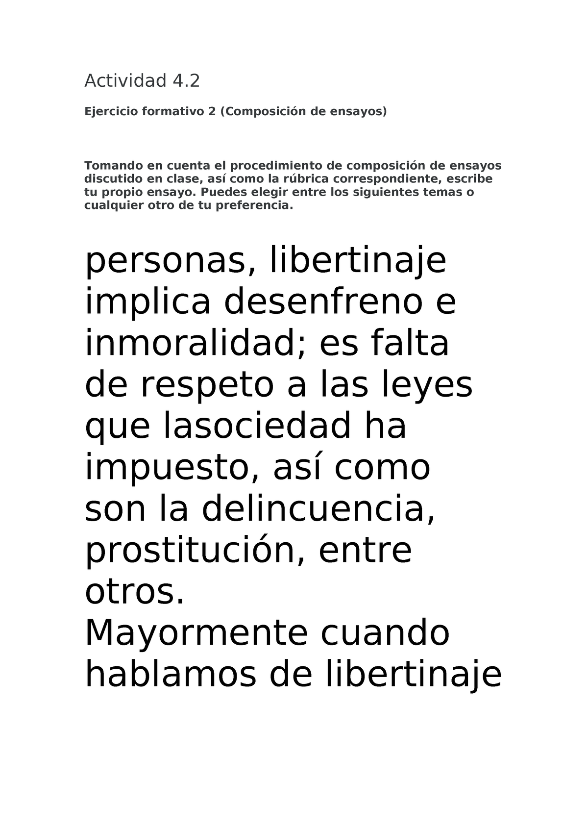 Actividad 4.2 Libertad Vs Libertinaje - Actividad 4. Ejercicio ...