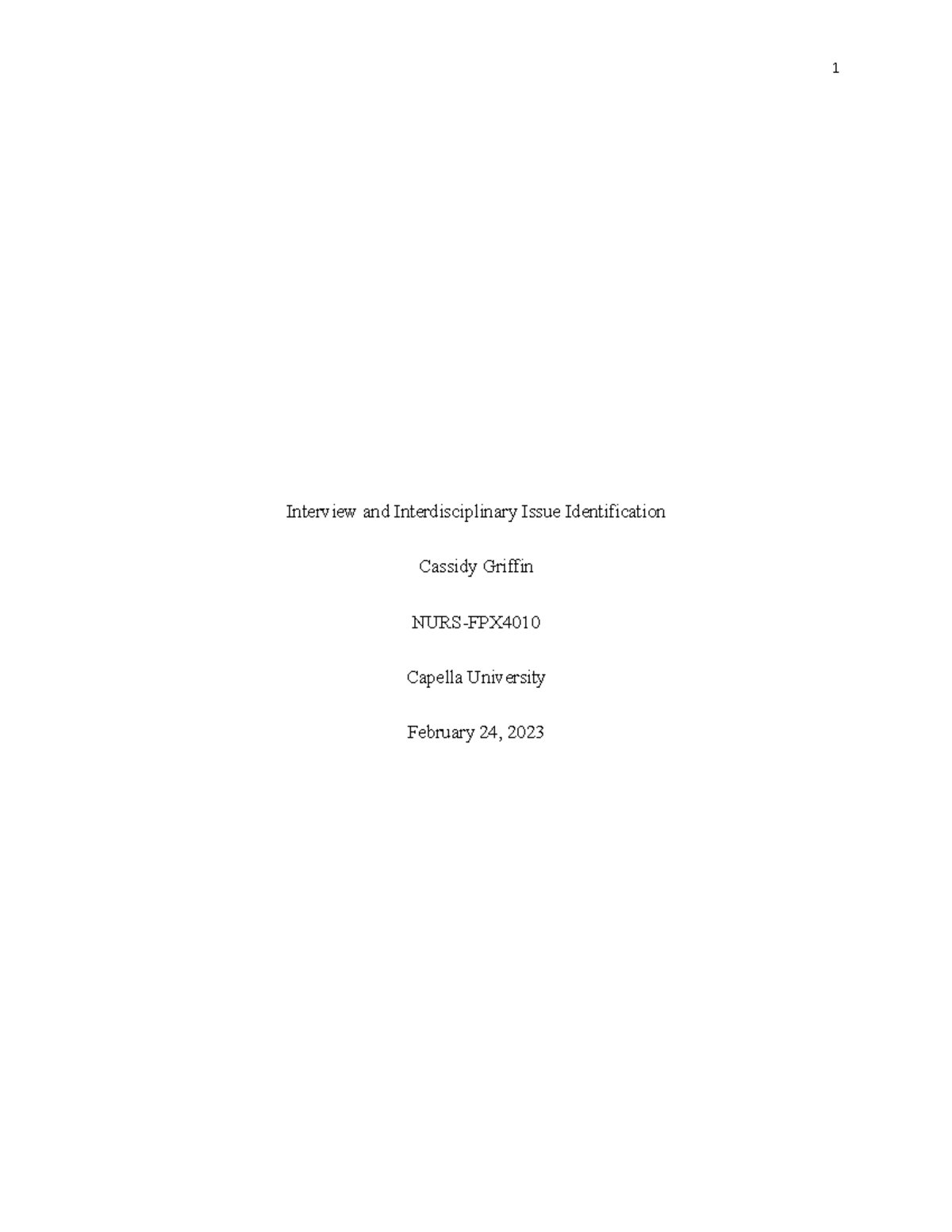Interview and Interdisciplinary Issue Identification - The interviewee ...