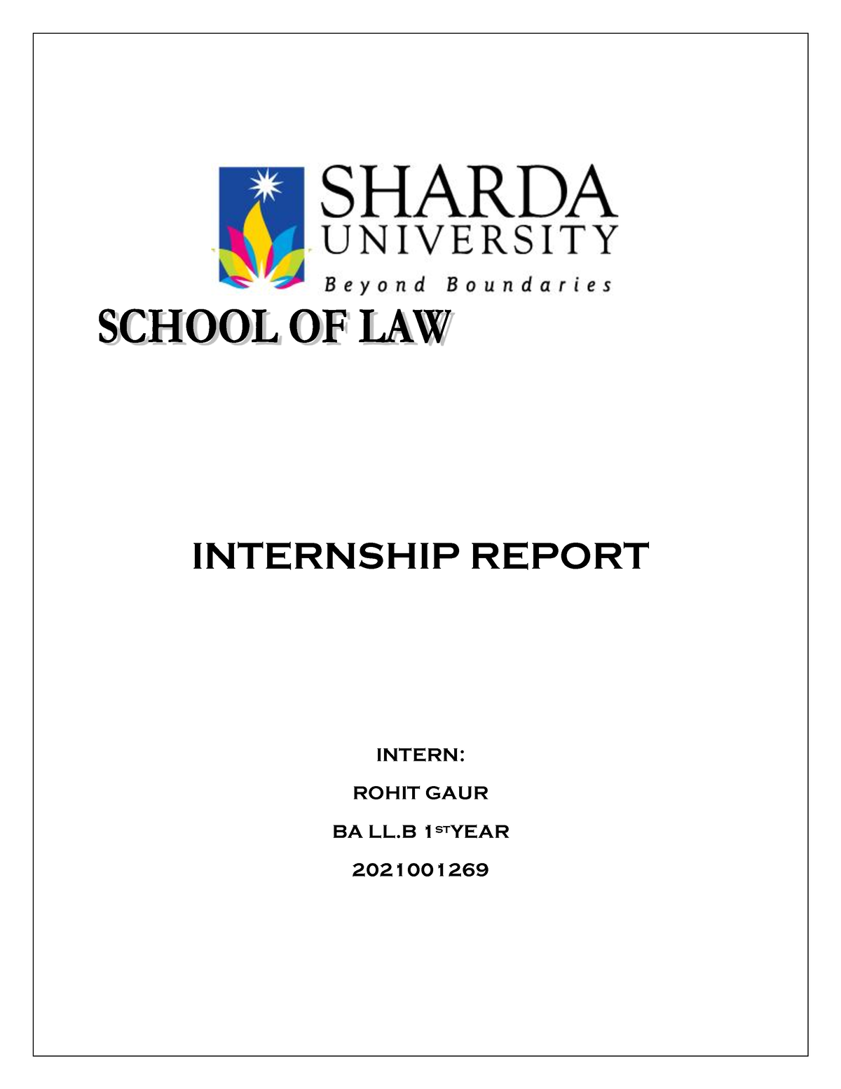 Internship Report LAW LLB INTERNSHIP REPORT INTERN ROHIT GAUR BA LL   Thumb 1200 1553 