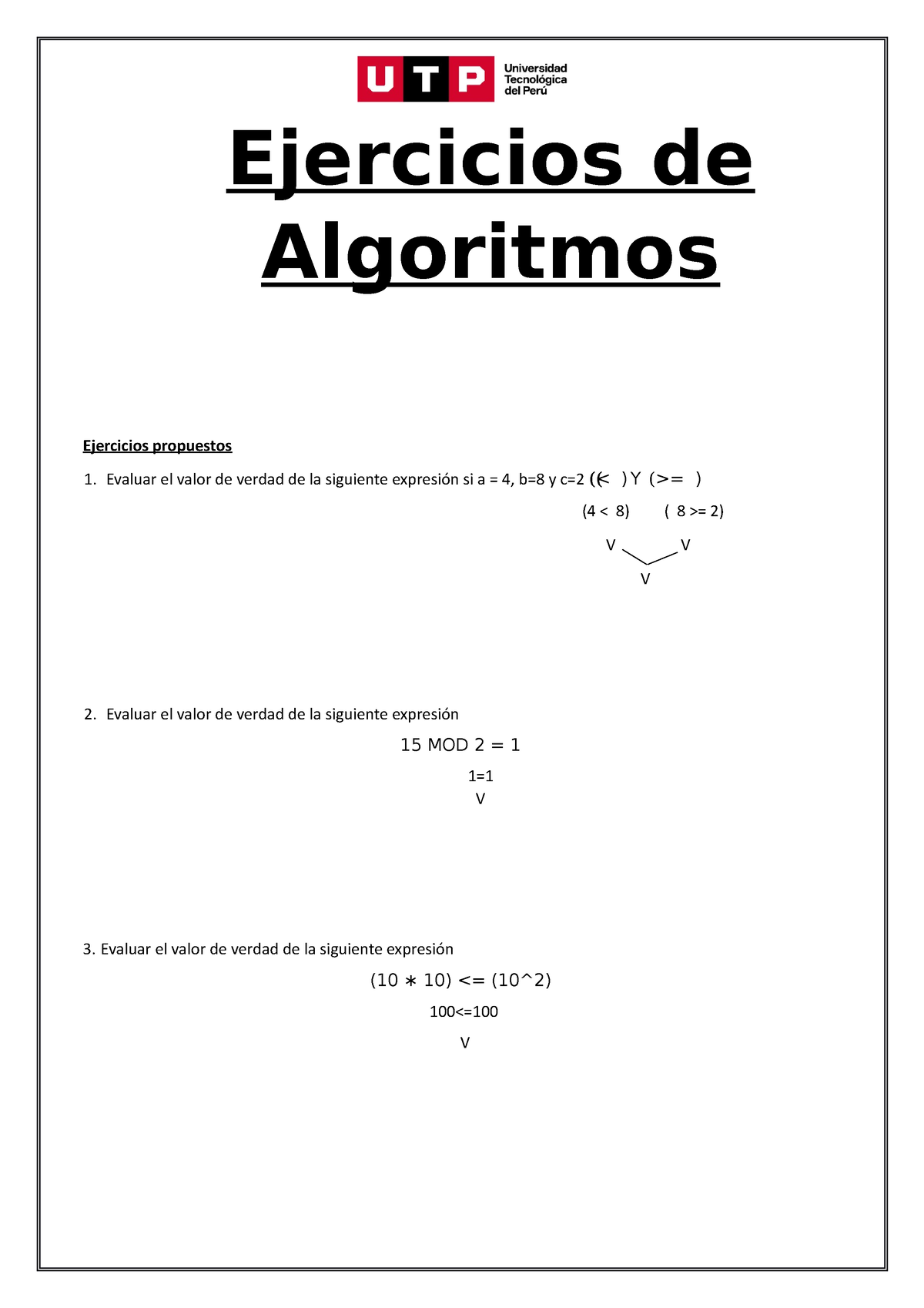 Sem Ejercicios De Algoritmos Principios De Algoritmos Utp Studocu