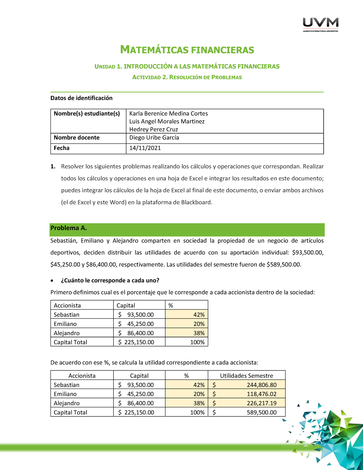 A2 E9 Mate Financiera - MATEM¡TICAS FINANCIERAS UNIDAD 1. INTRODUCCI”N ...