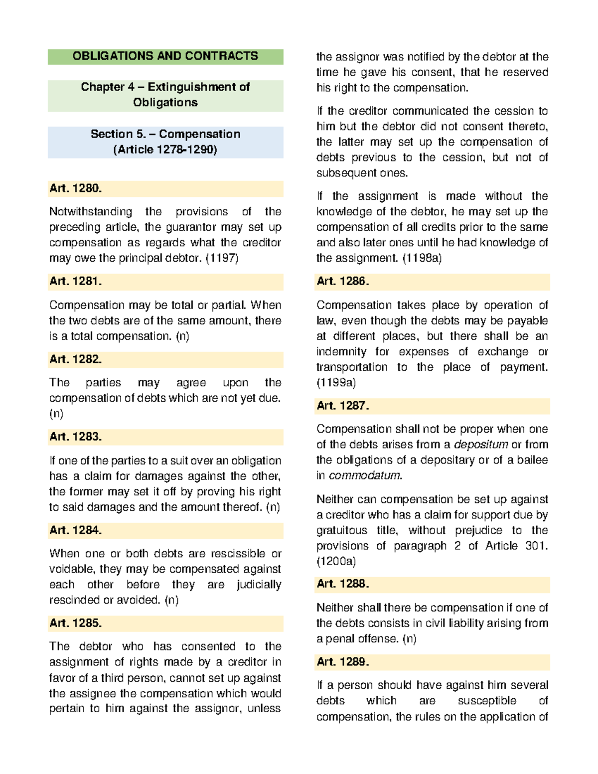 Article-1280-1299 - OBLIGATIONS AND CONTRACTS Chapter 4 ...