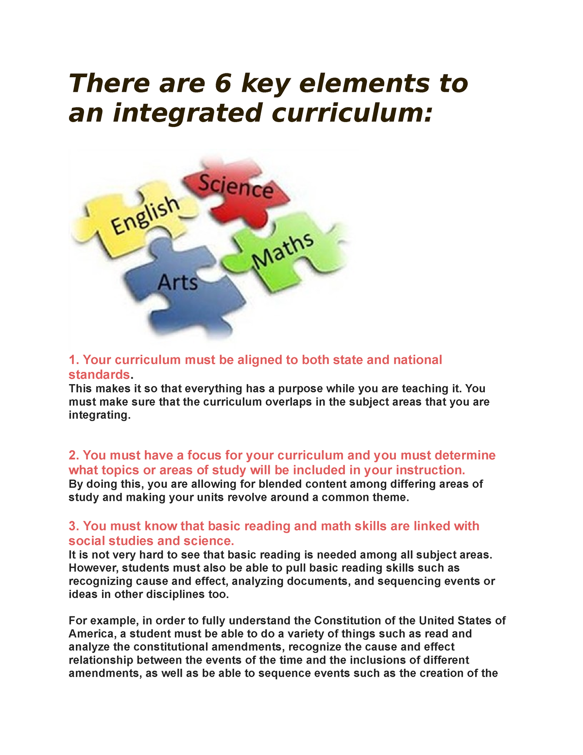 Elements-to-an-integrated-curriculum - There Are 6 Key Elements To An ...