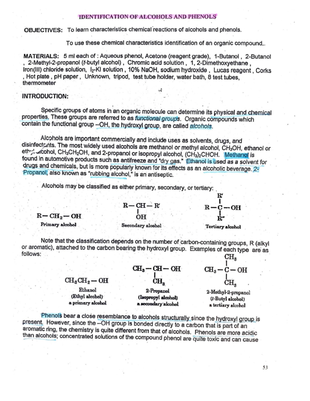 Organic Chemistry- Identification of alcohol and phenols - BS Pharmacy ...