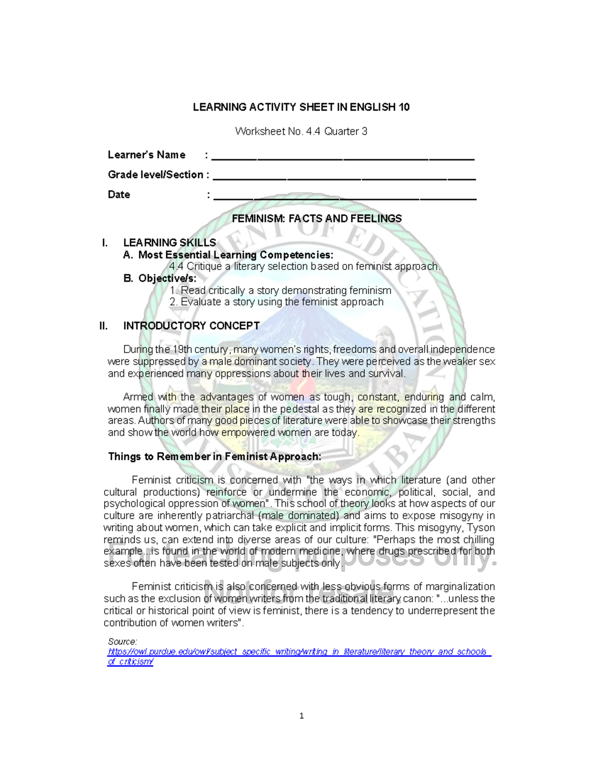 Share Files - LEARNING ACTIVITY SHEET IN ENGLISH 10 Worksheet No. 4 ...