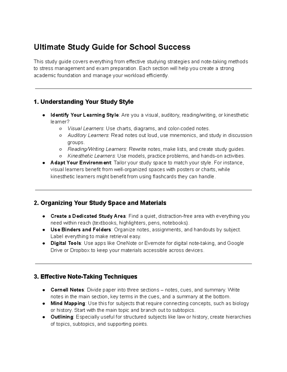 Ultimate Study Guide - Each section will help you create a strong ...