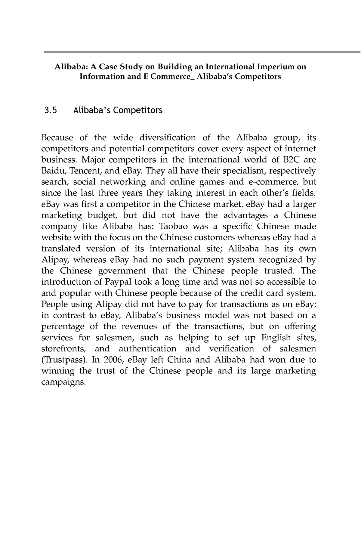 alibaba a case study on building an international imperium on information and e commerce