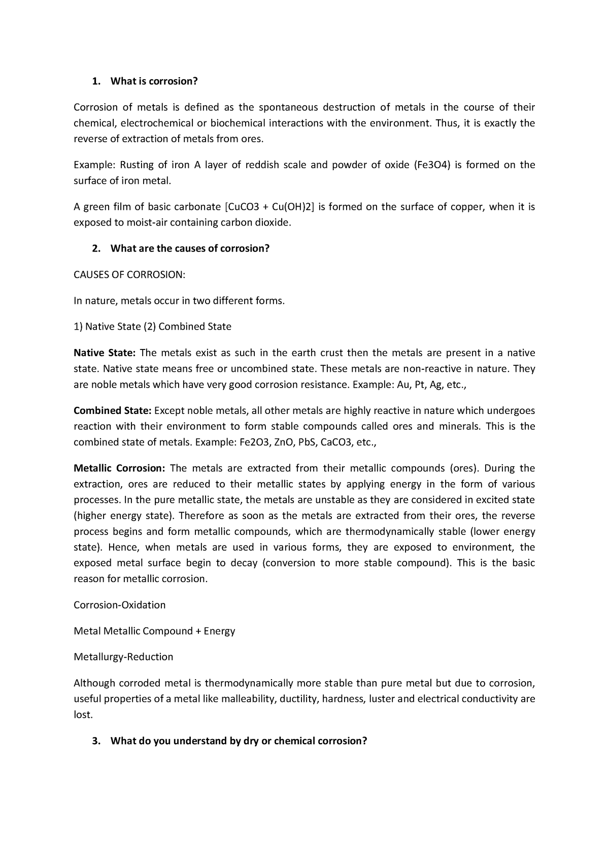 chemistry assignment of corrosion