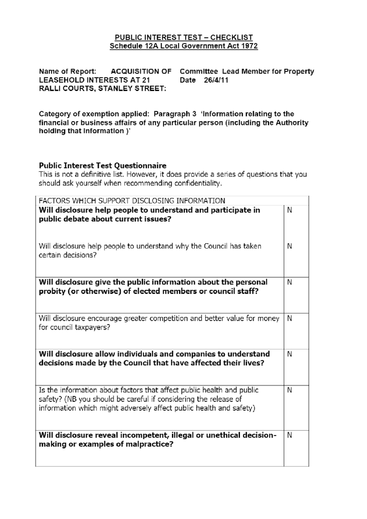 checklist-public-interest-test-schedule-12a-local-government-act-1972