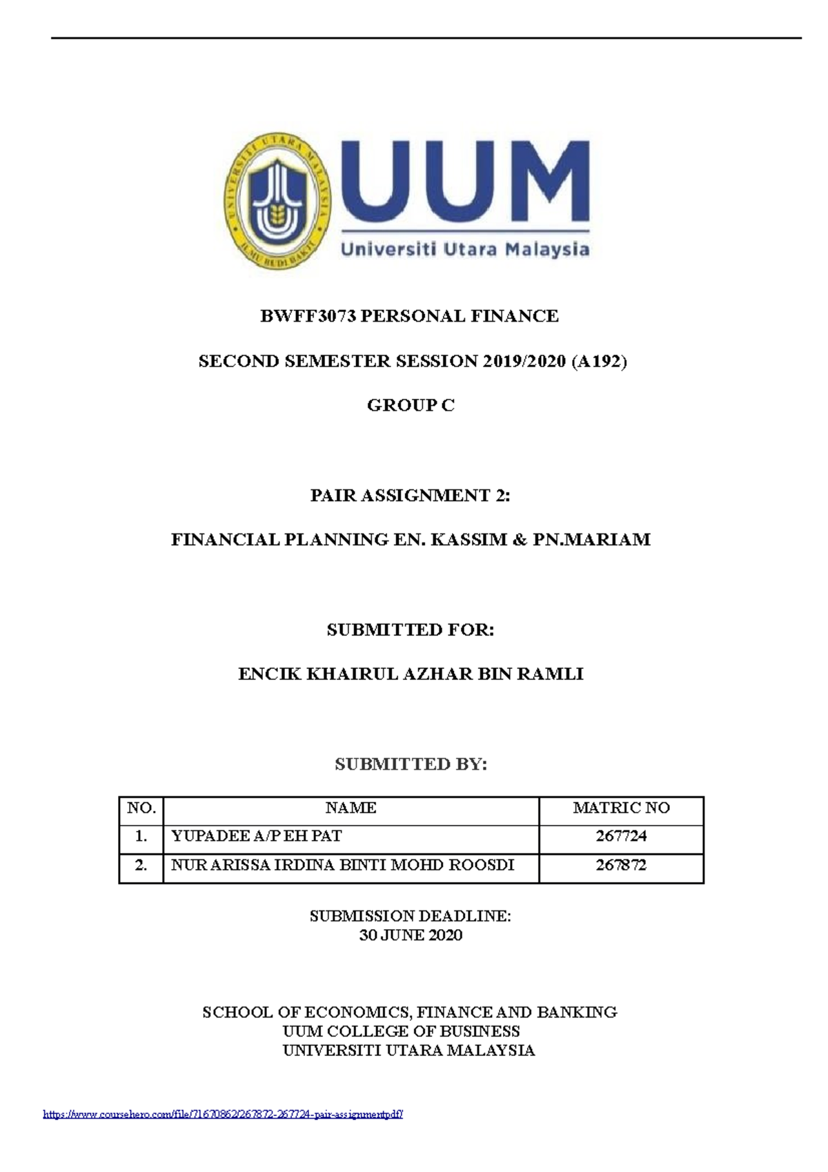 267872 267724 pair assignment.pdf - Principles of Risk Management ...
