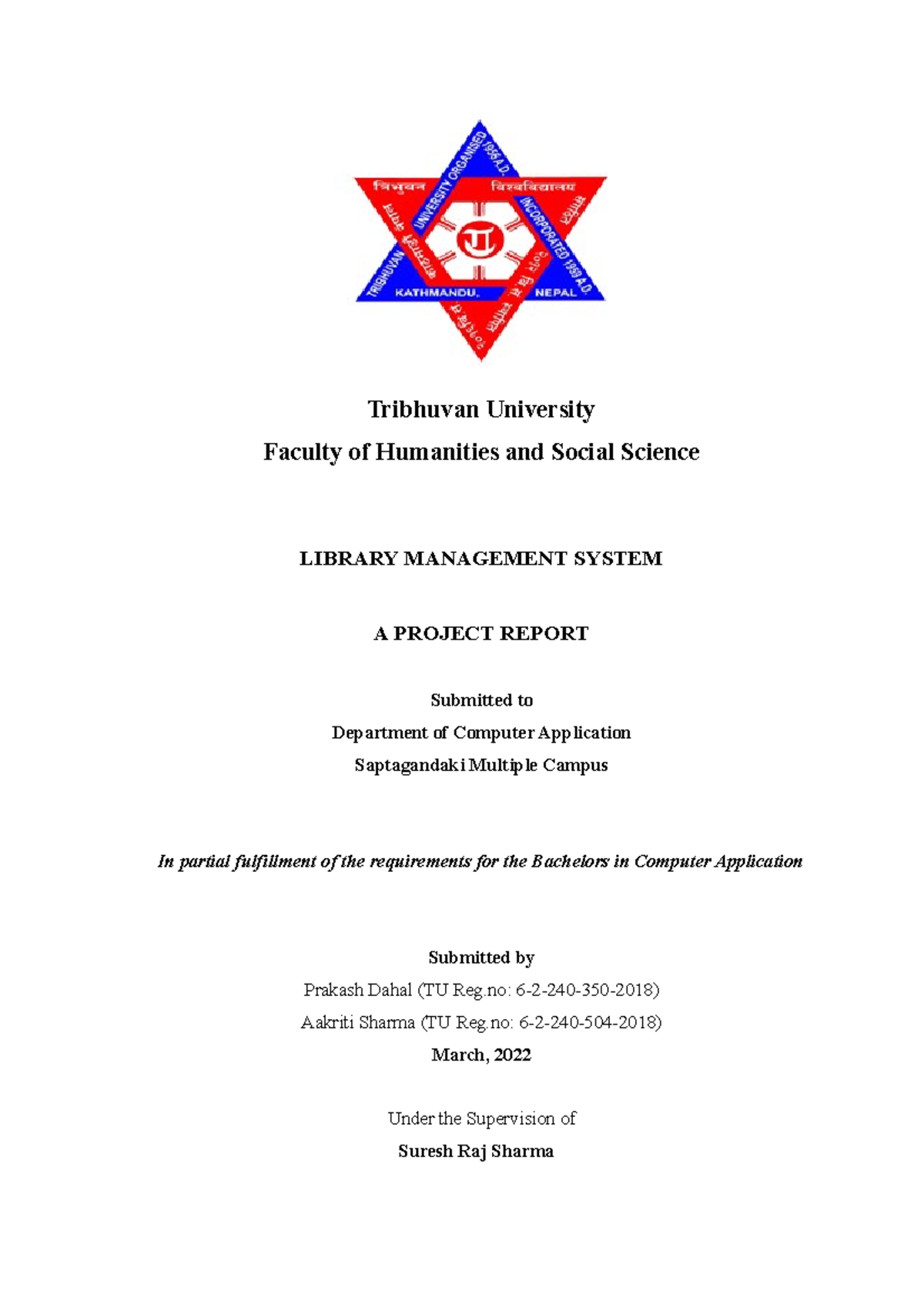Final project report 1 - Tribhuvan University Faculty of Humanities and ...