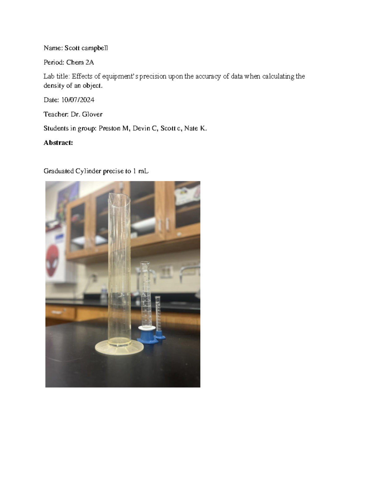 Final lab report - Name: Scott campbell Period: Chem 2A Lab title ...