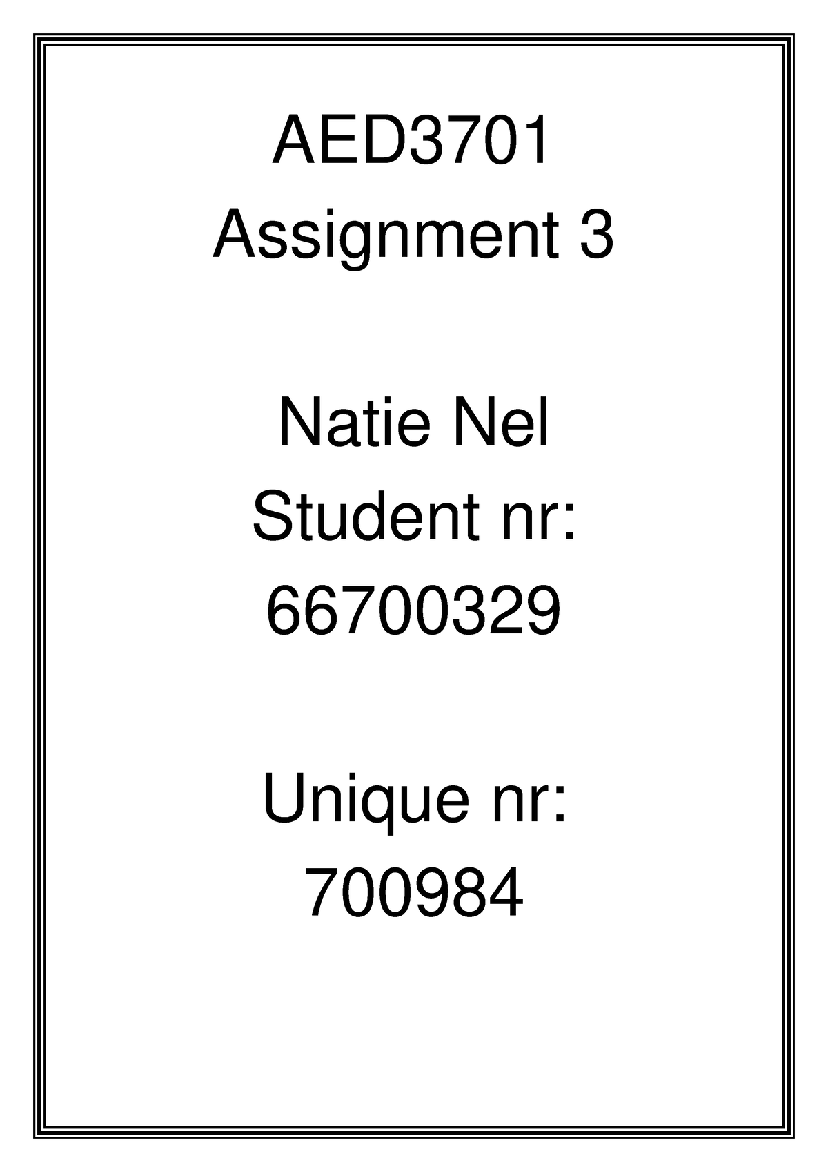 assignment 3 aed3701