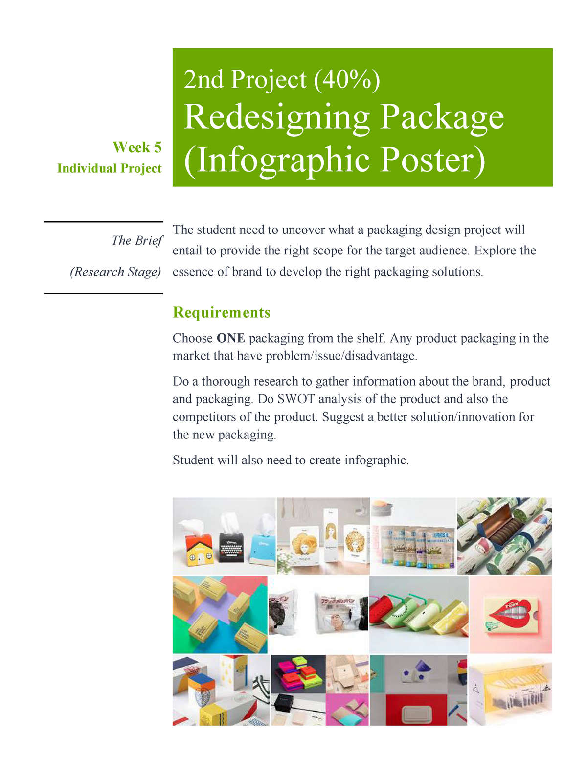 Brief On The 2nd Project Brief Design Week Individual Project 2nd Project 40 Redesigning Package Infographic Poster The Brief Research Stage The Student Need Studocu