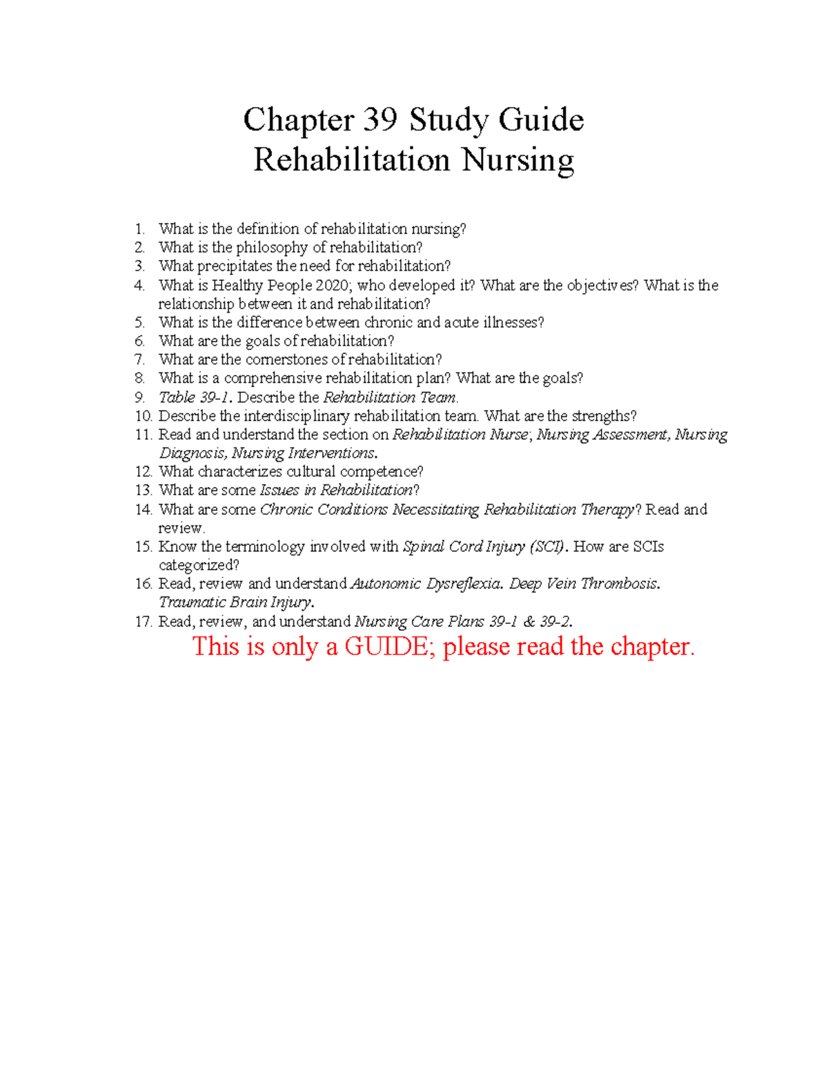 Chapter 39 Study Guide - dxhxdhdh - Chapter 39 Study Guide ...