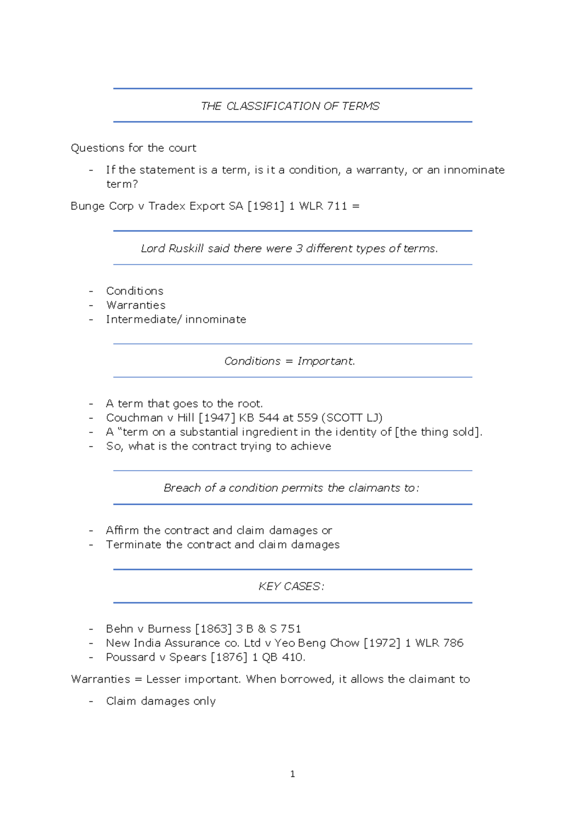 THE Classification OF Terms - THE CLASSIFICATION OF TERMS Questions for ...
