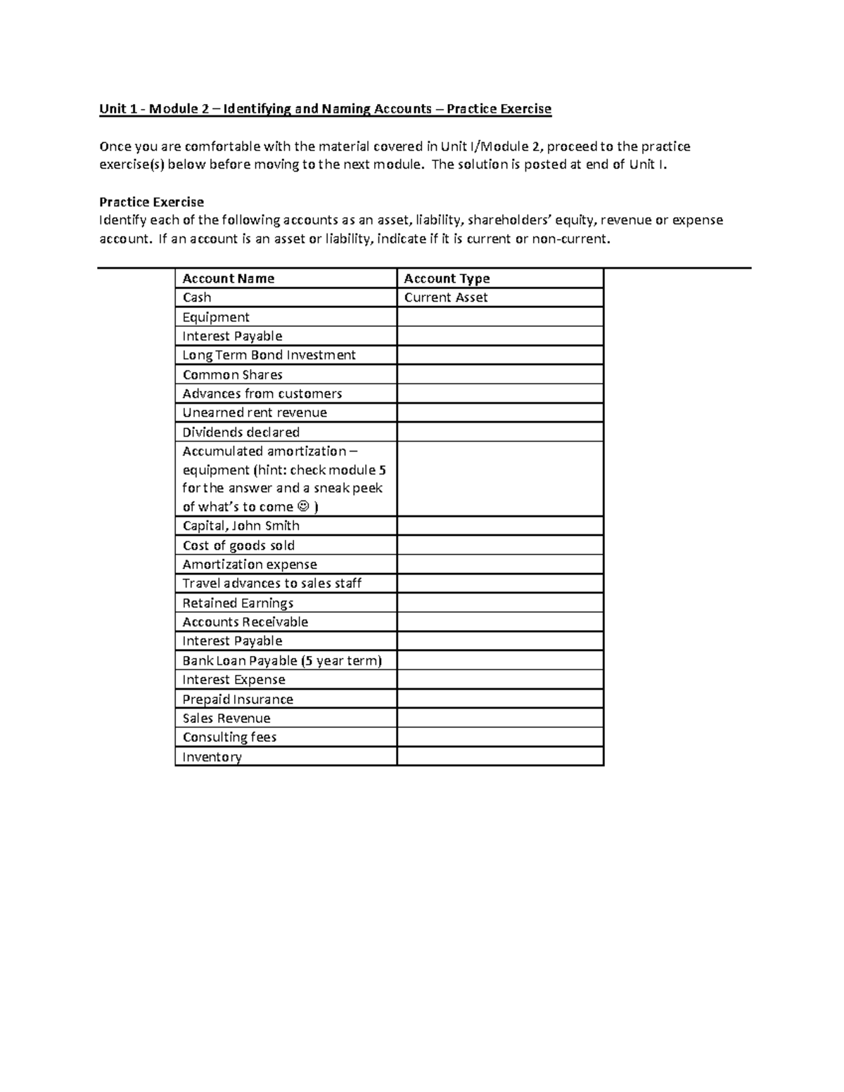 Unit I Module 2 Practice Exercise - Unit 1 - Module 2 – Identifying and ...