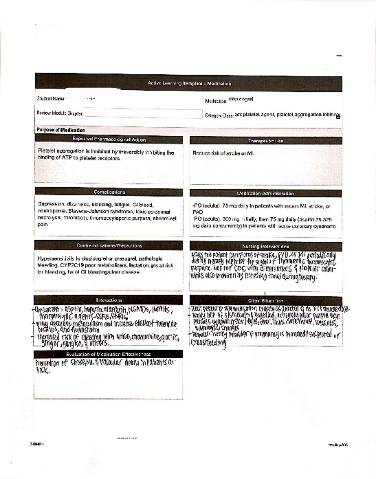 Medication alt clopidogrel - NR-325 - Studocu
