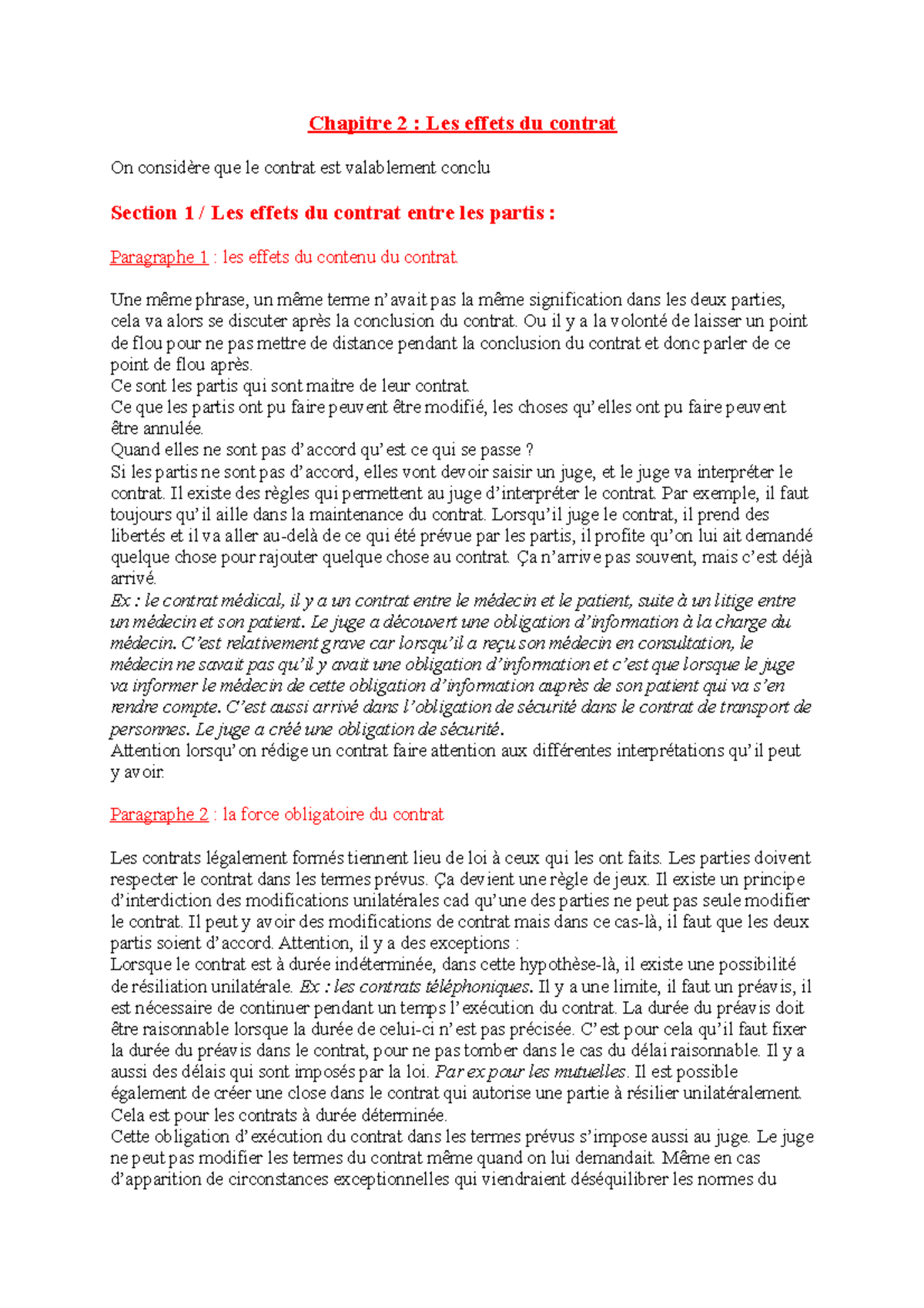 Chapitre 2 : Les Effets Du Contrat - Chapitre 2 : Les Effets Du Contrat ...